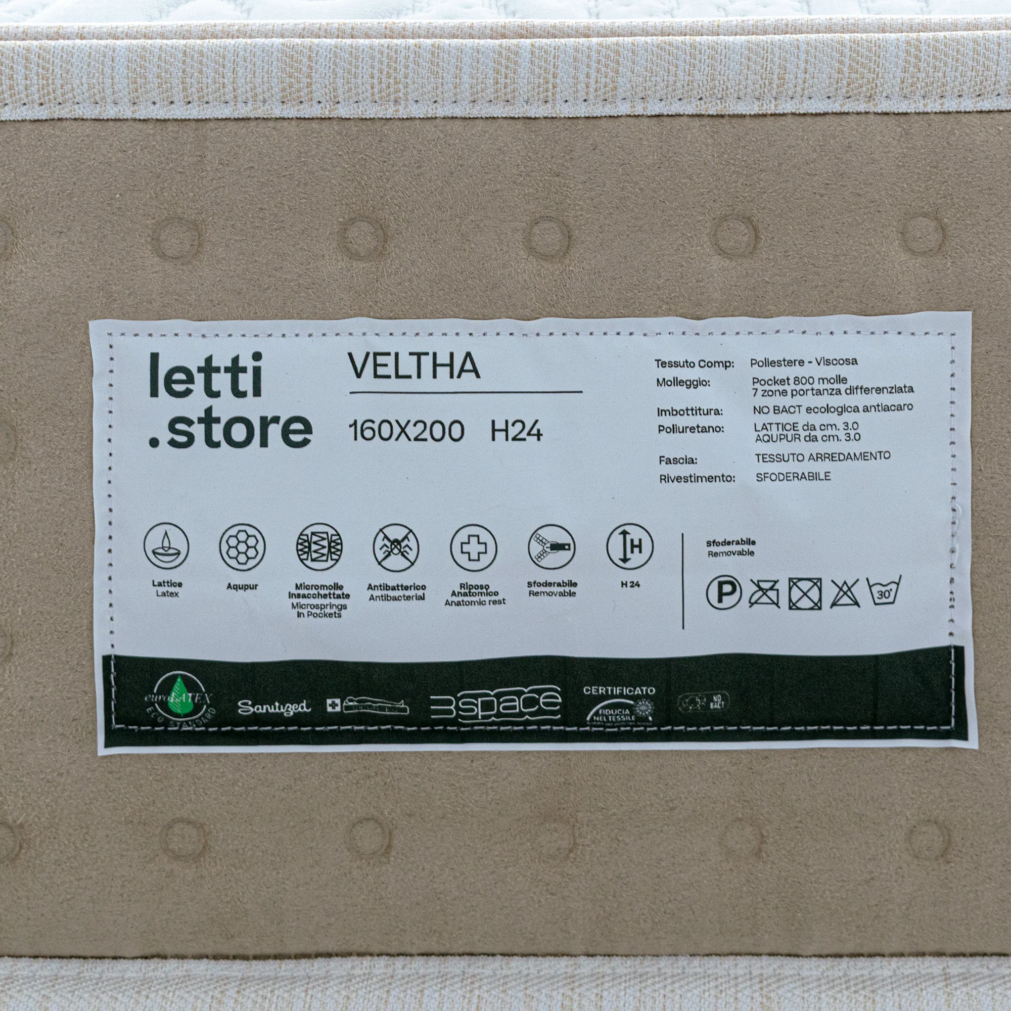 VELTHA - Matelas Bio-Actif avec ressorts ensachés et latex naturel 7 zones - Image 8