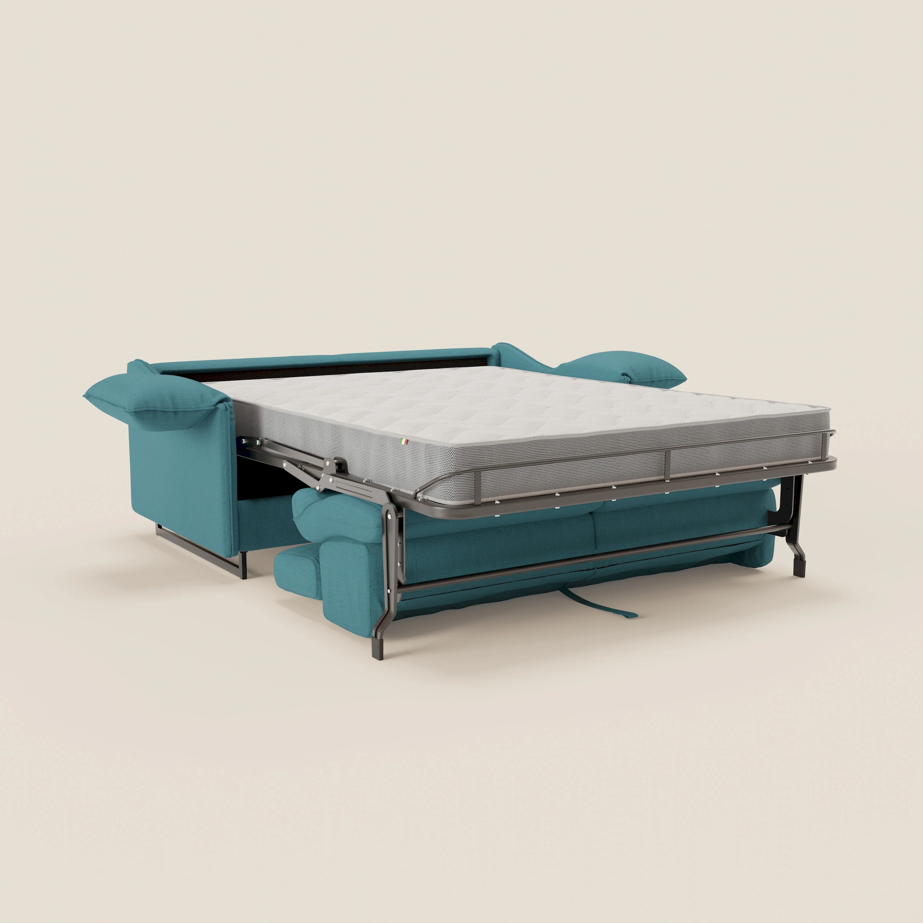 Violetta Canapé convertible matelas H18 cm - têtières réglables et accoudoirs amovibles en tissu imperméable T13 bleu ciel - Image 12
