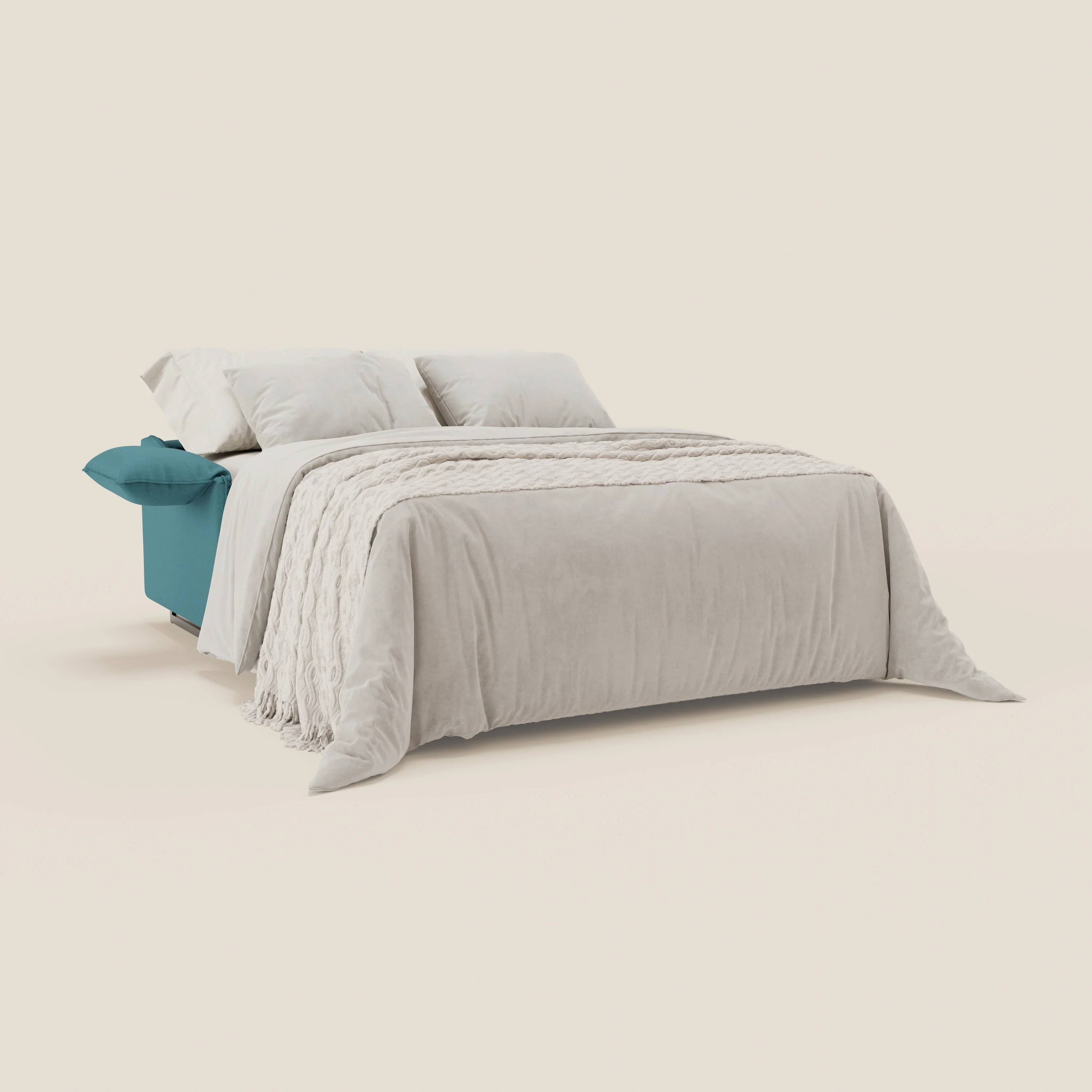 Violetta Canapé convertible matelas H18 cm - têtières réglables et accoudoirs amovibles en tissu imperméable T13 bleu ciel - Image 2
