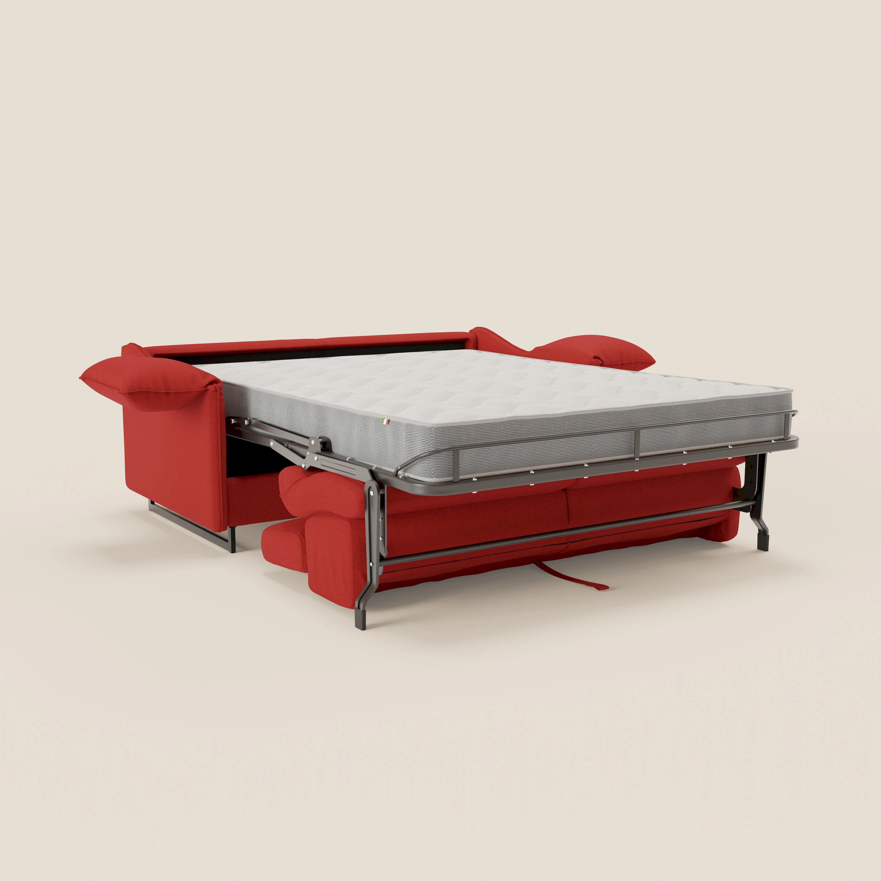 Violetta Canapé convertible matelas H18 cm - têtières réglables et accoudoirs amovibles en tissu imperméable T13 rouge - Image 12