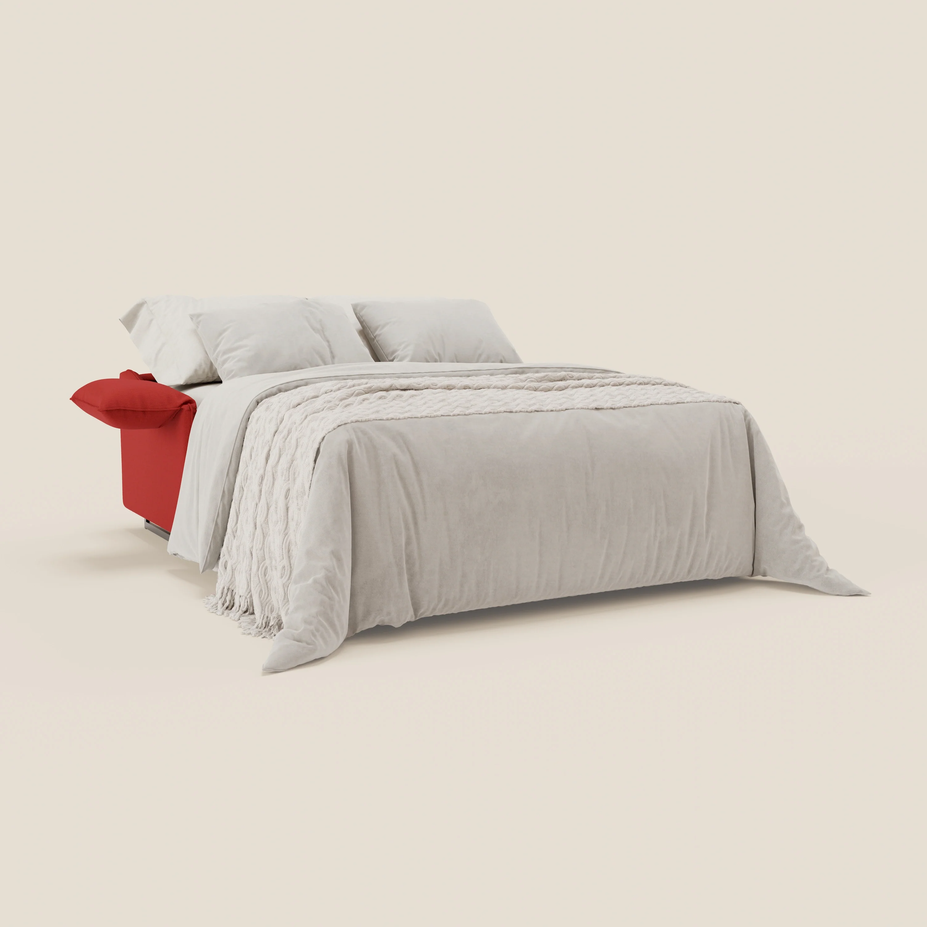Violetta Canapé convertible matelas H18 cm - têtières réglables et accoudoirs amovibles en tissu imperméable T13 rouge - Image 2