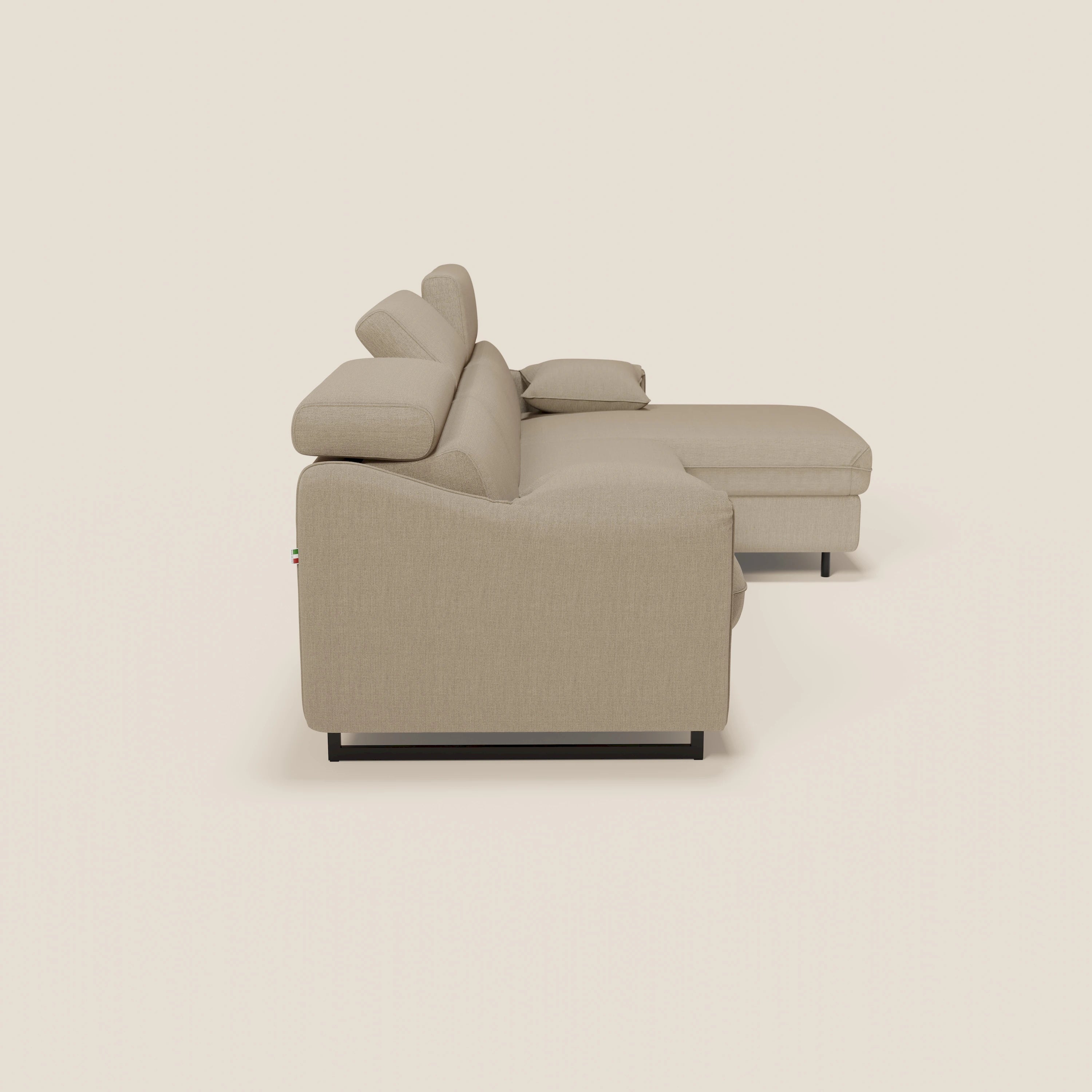 Violetta CanapĂ© d'angle convertible avec chaise longue coffre, tĂȘtiĂšres et matelas 18cm en tissu impermĂ©able T13 beige - Image 9