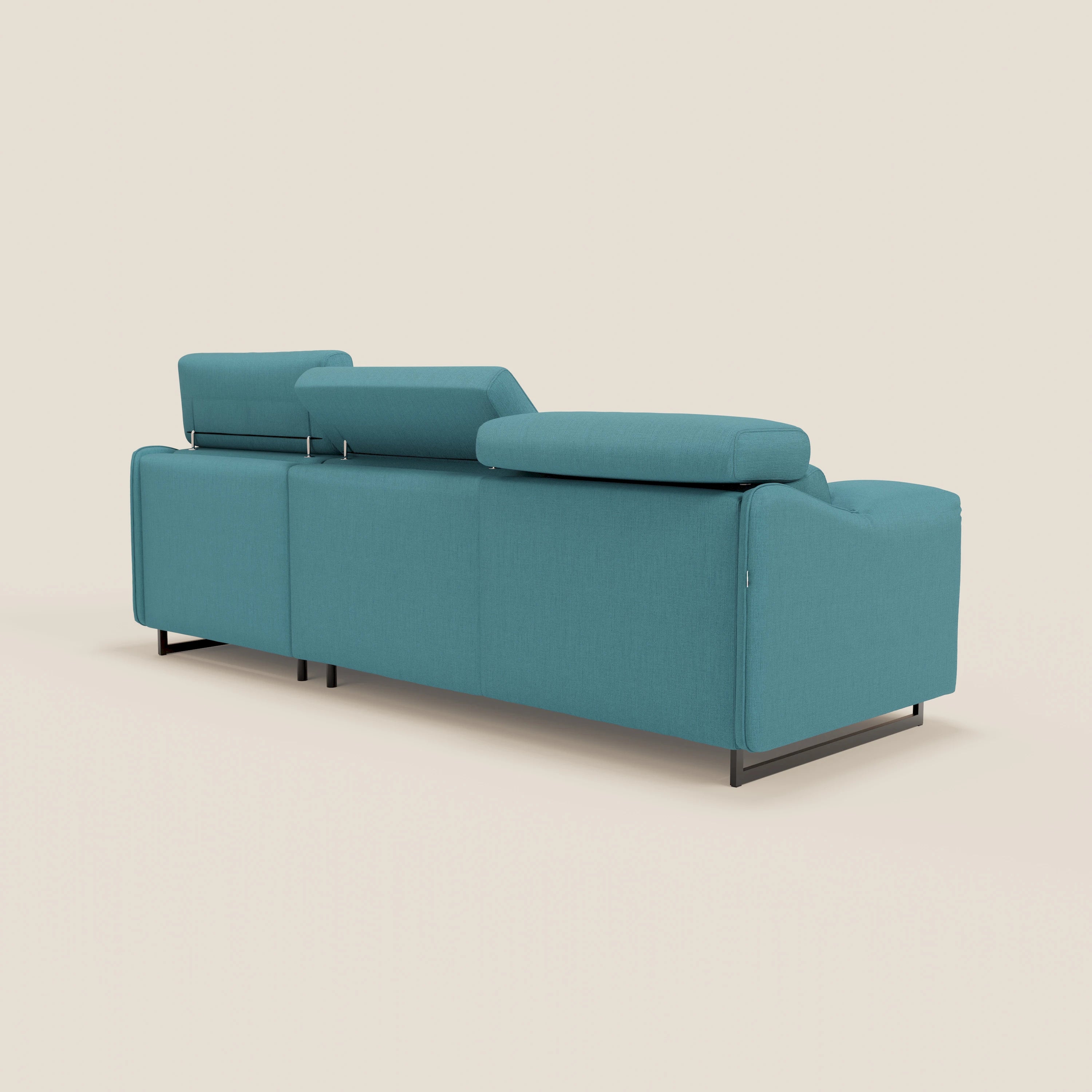 Violetta Canapé d'angle convertible avec chaise longue coffre, têtières et matelas 18cm en tissu imperméable T13 bleu ciel - Image 8