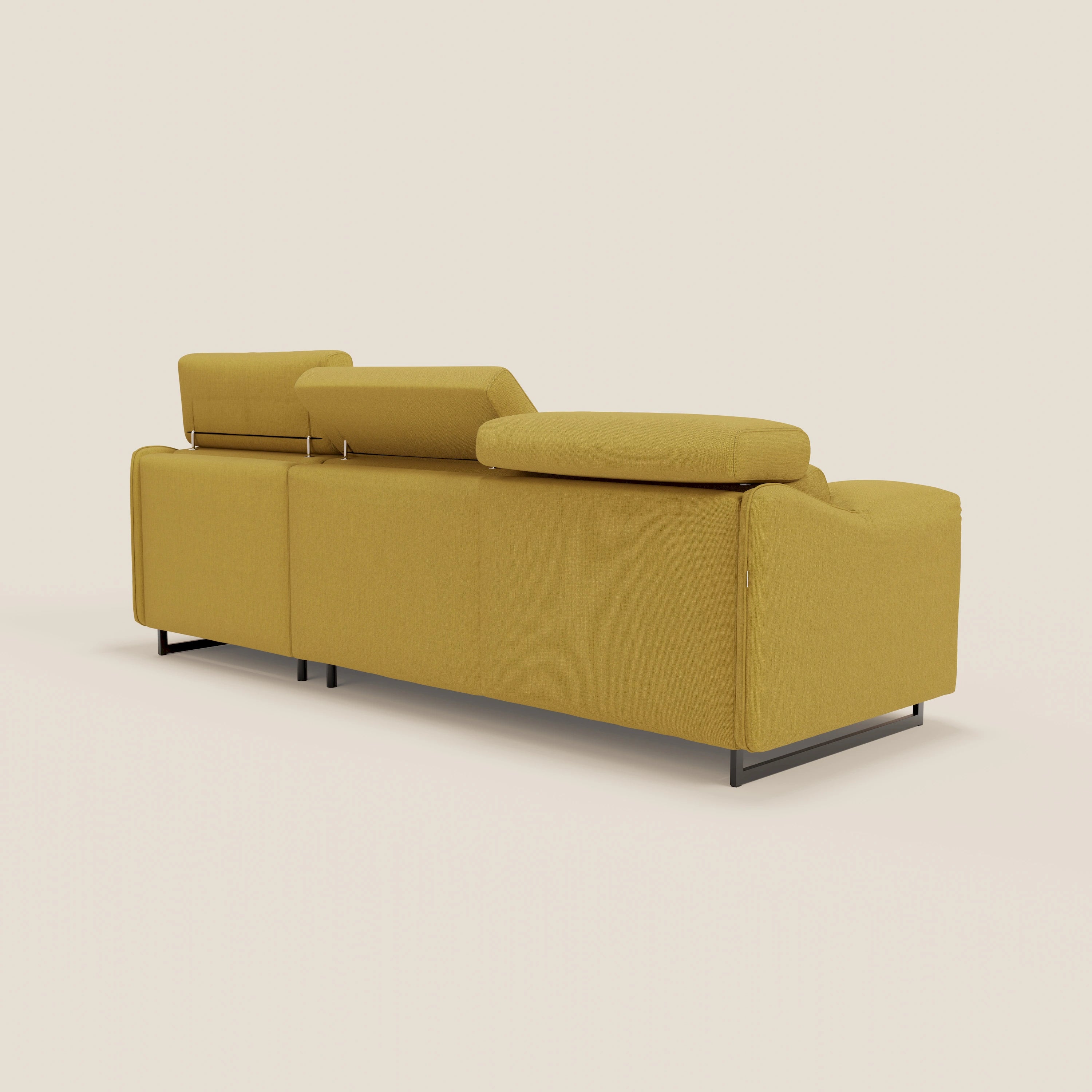 Violetta CanapĂ© d'angle convertible avec chaise longue coffre, tĂȘtiĂšres et matelas 18cm en tissu impermĂ©able T13 jaune - Image 8