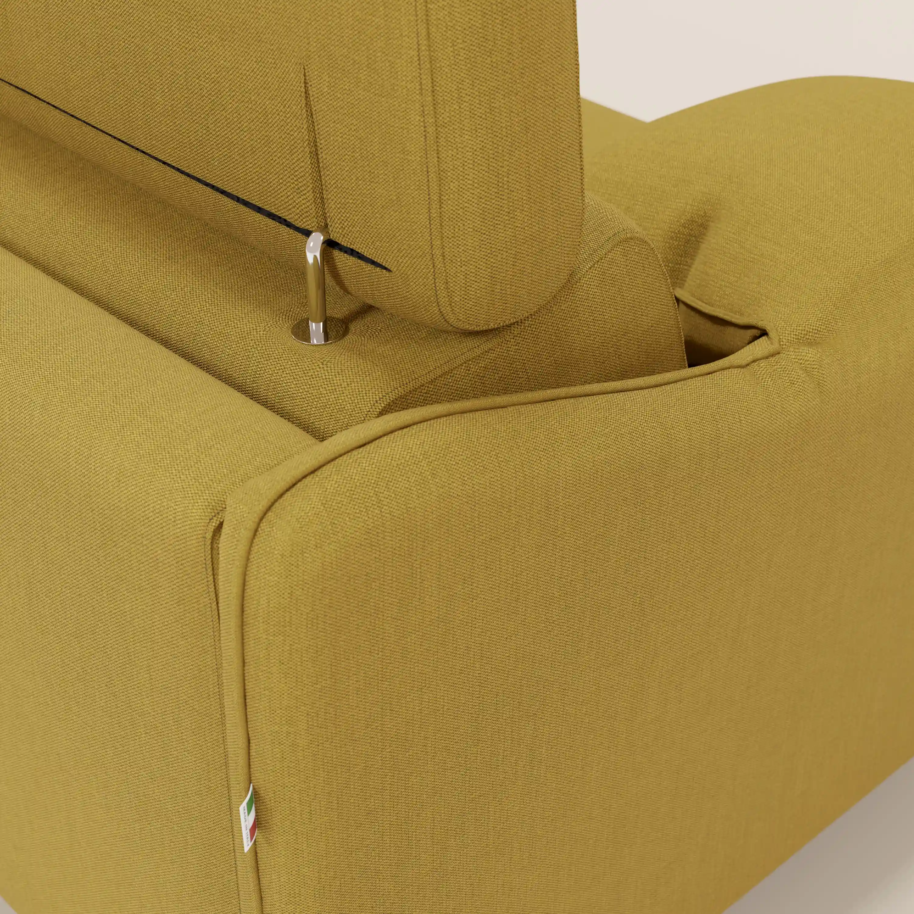 Violetta CanapĂ© d'angle convertible avec chaise longue coffre, tĂȘtiĂšres et matelas 18cm en tissu impermĂ©able T13 jaune - Image 9