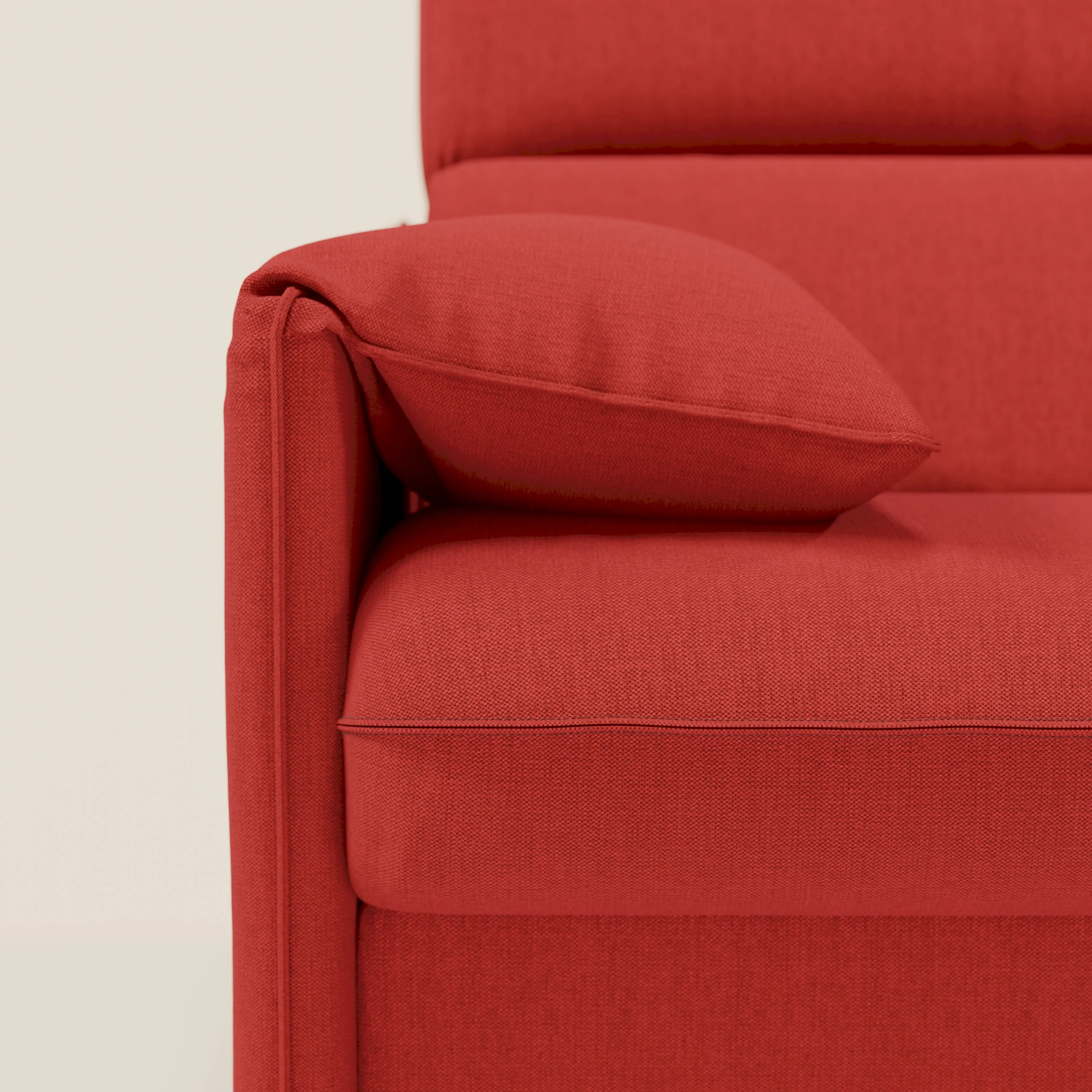 Violetta CanapĂ© d'angle convertible avec chaise longue coffre, tĂȘtiĂšres et matelas 18cm en tissu impermĂ©able T13 rouge - Image 10