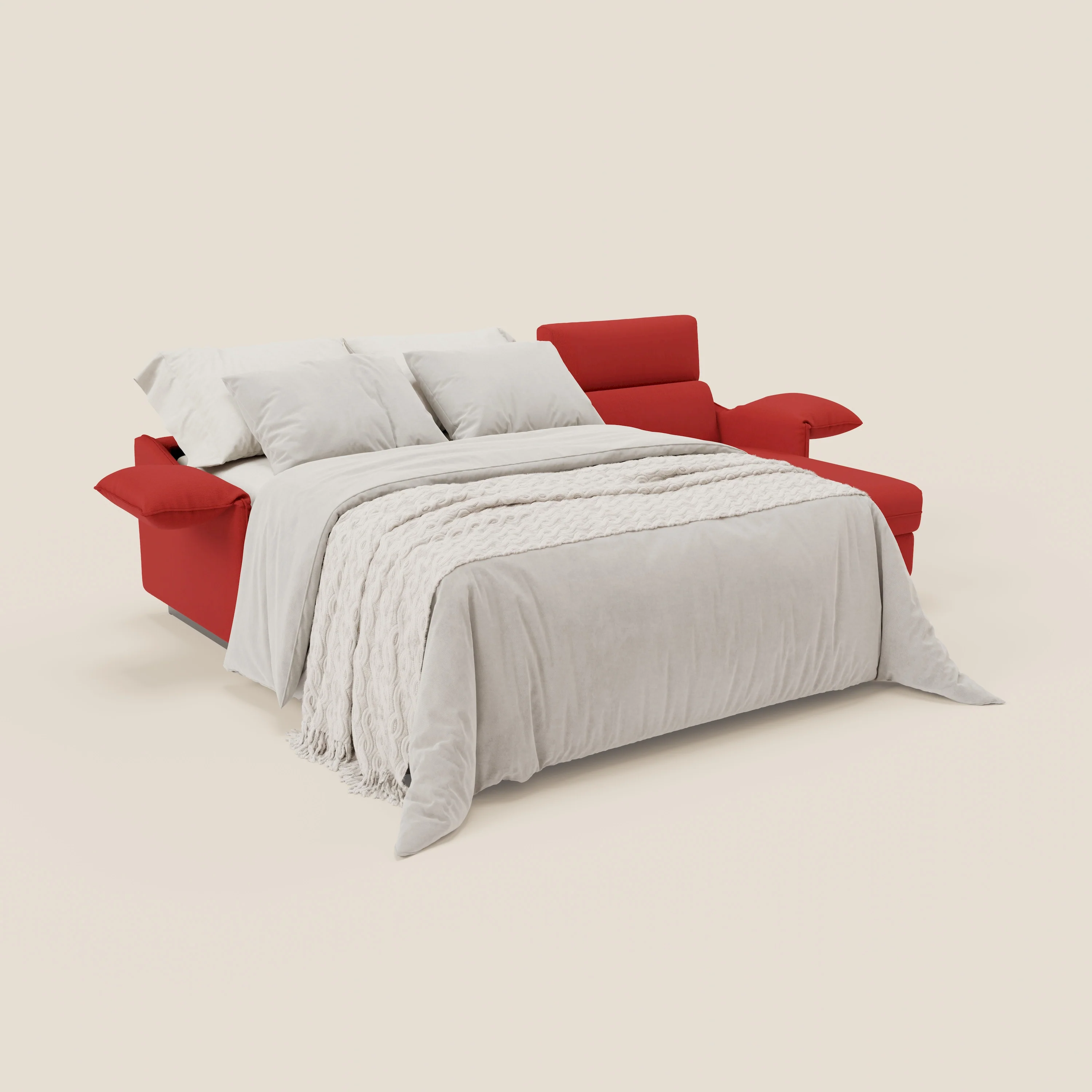 Violetta CanapĂ© d'angle convertible avec chaise longue coffre, tĂȘtiĂšres et matelas 18cm en tissu impermĂ©able T13 rouge - Image 2