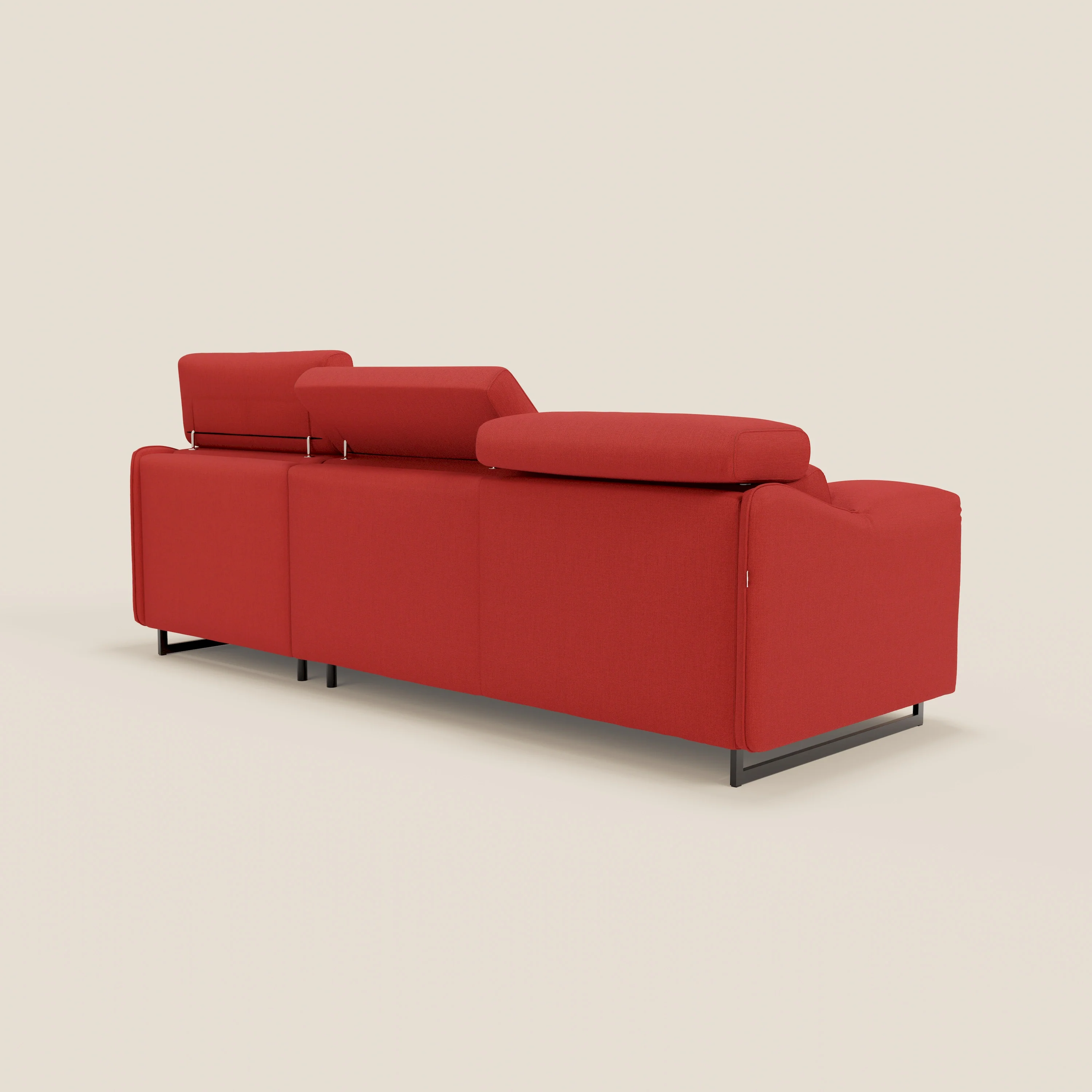 Violetta CanapĂ© d'angle convertible avec chaise longue coffre, tĂȘtiĂšres et matelas 18cm en tissu impermĂ©able T13 rouge - Image 8