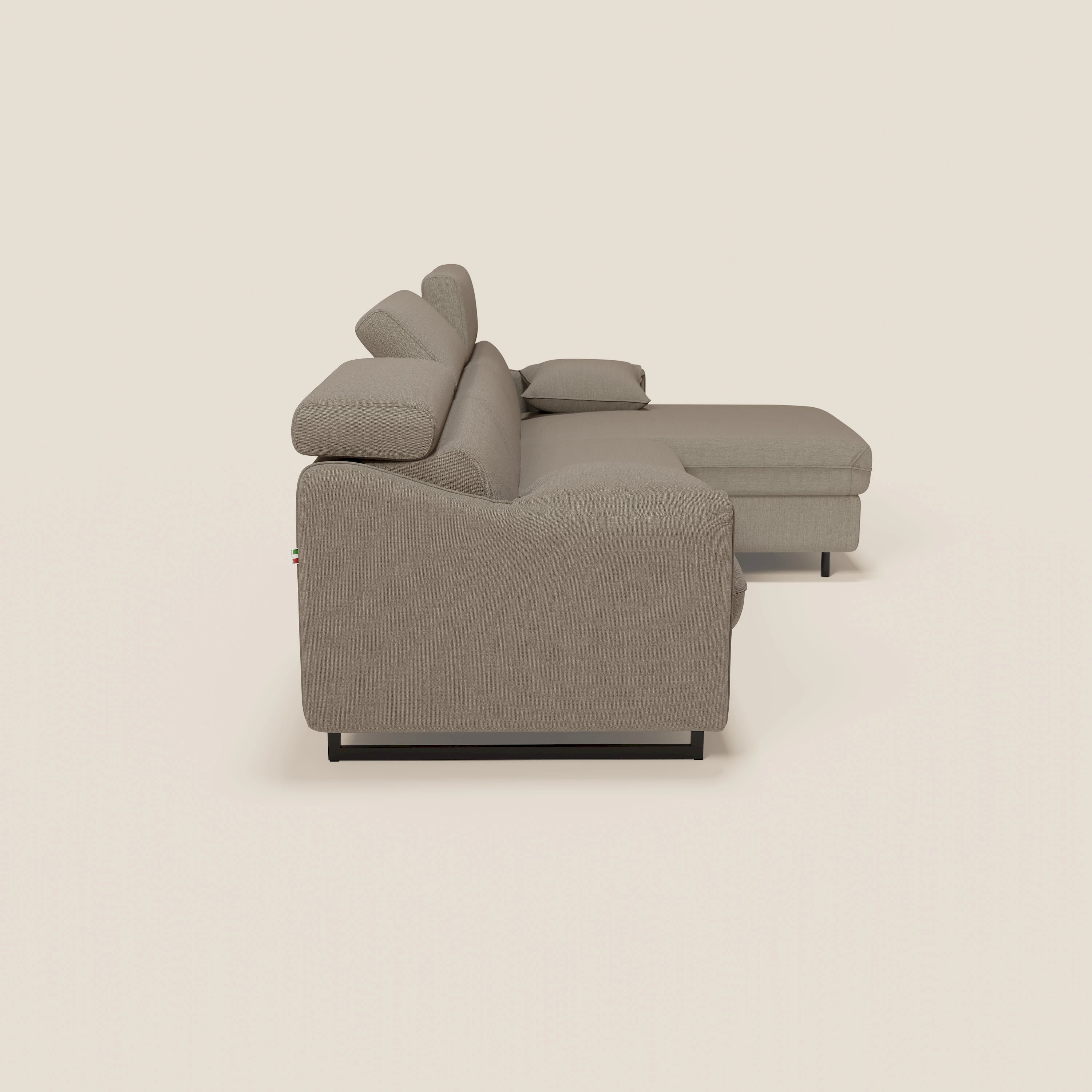 Violetta Canapé d'angle convertible avec chaise longue coffre, têtières et matelas 18cm en tissu imperméable T13 taupe - Image 7
