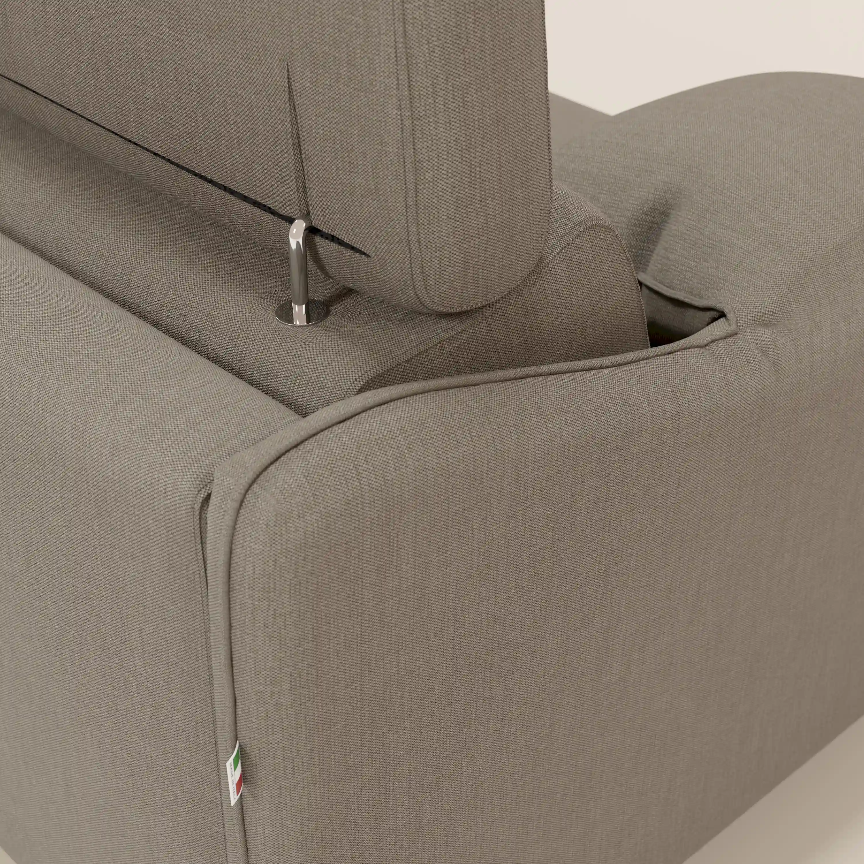 Violetta Canapé d'angle convertible avec chaise longue coffre, têtières et matelas 18cm en tissu imperméable T13 taupe - Image 9