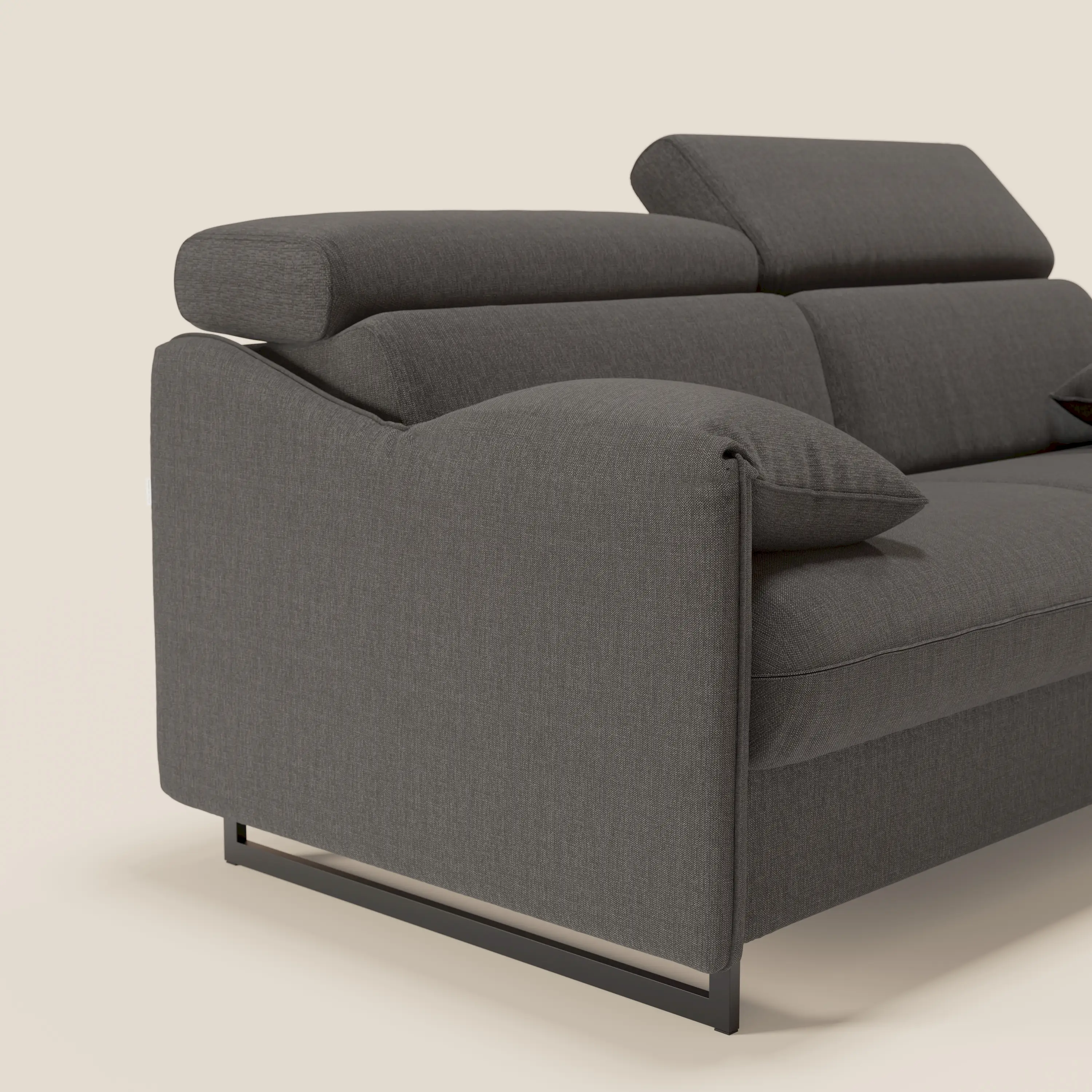 Violetta CanapĂ© convertible matelas H18 cm - tĂȘtiĂšres rĂ©glables et accoudoirs amovibles en tissu impermĂ©able T13 anthracite - Image 5