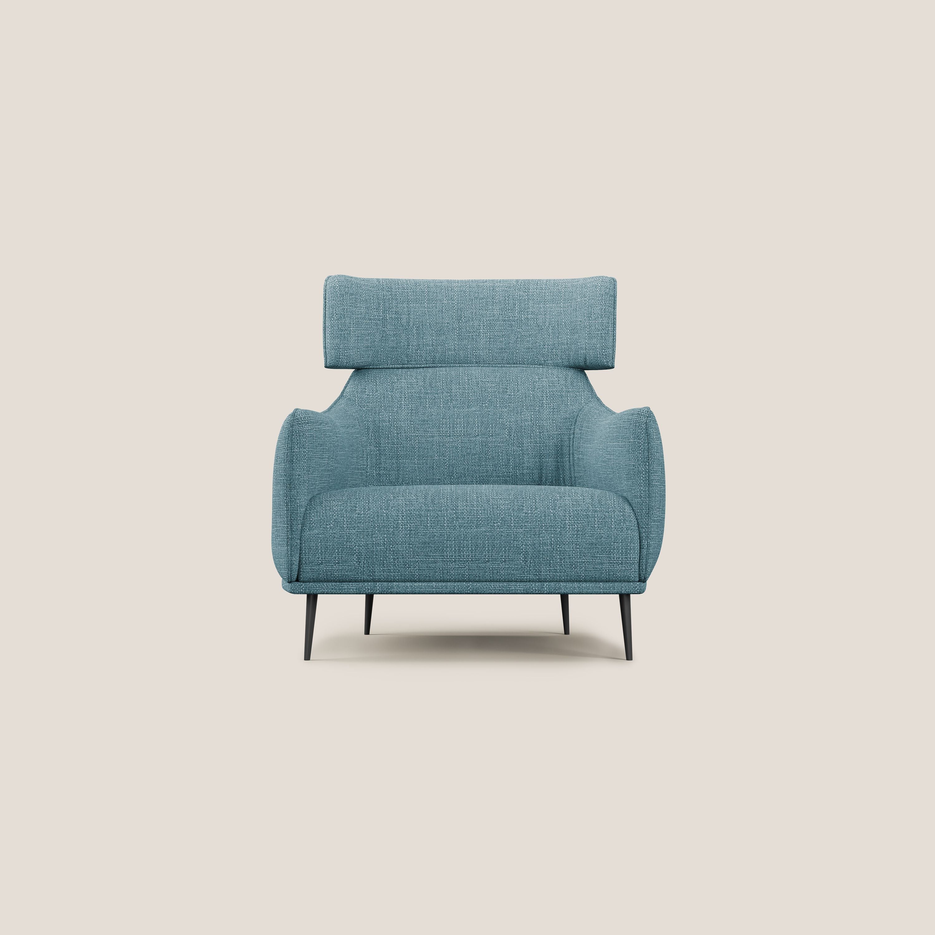 Zelda Fauteuil au design moderne en tissu doux et imperméable T06 bleu ciel