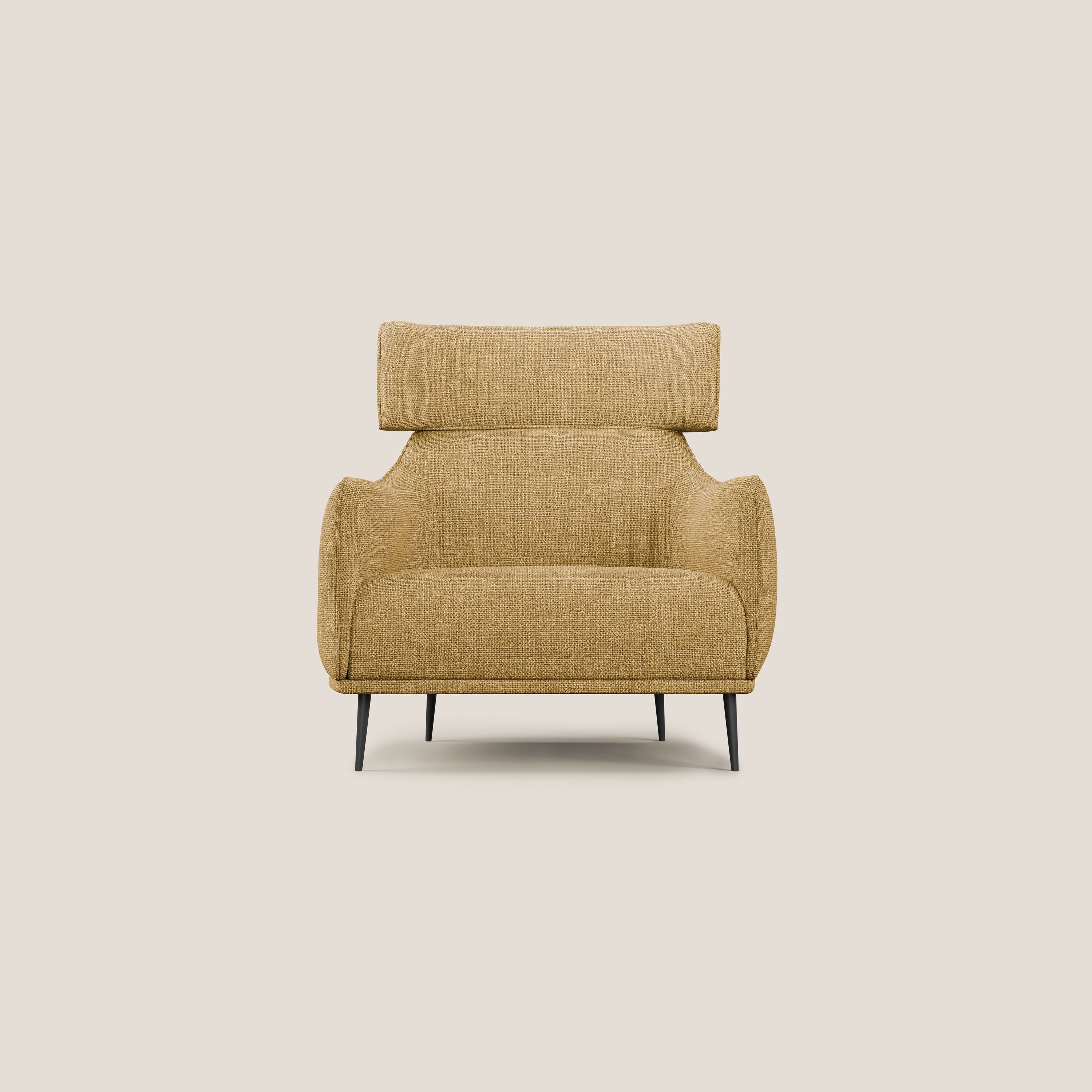Zelda Fauteuil au design moderne en tissu doux et imperméable T06 jaune