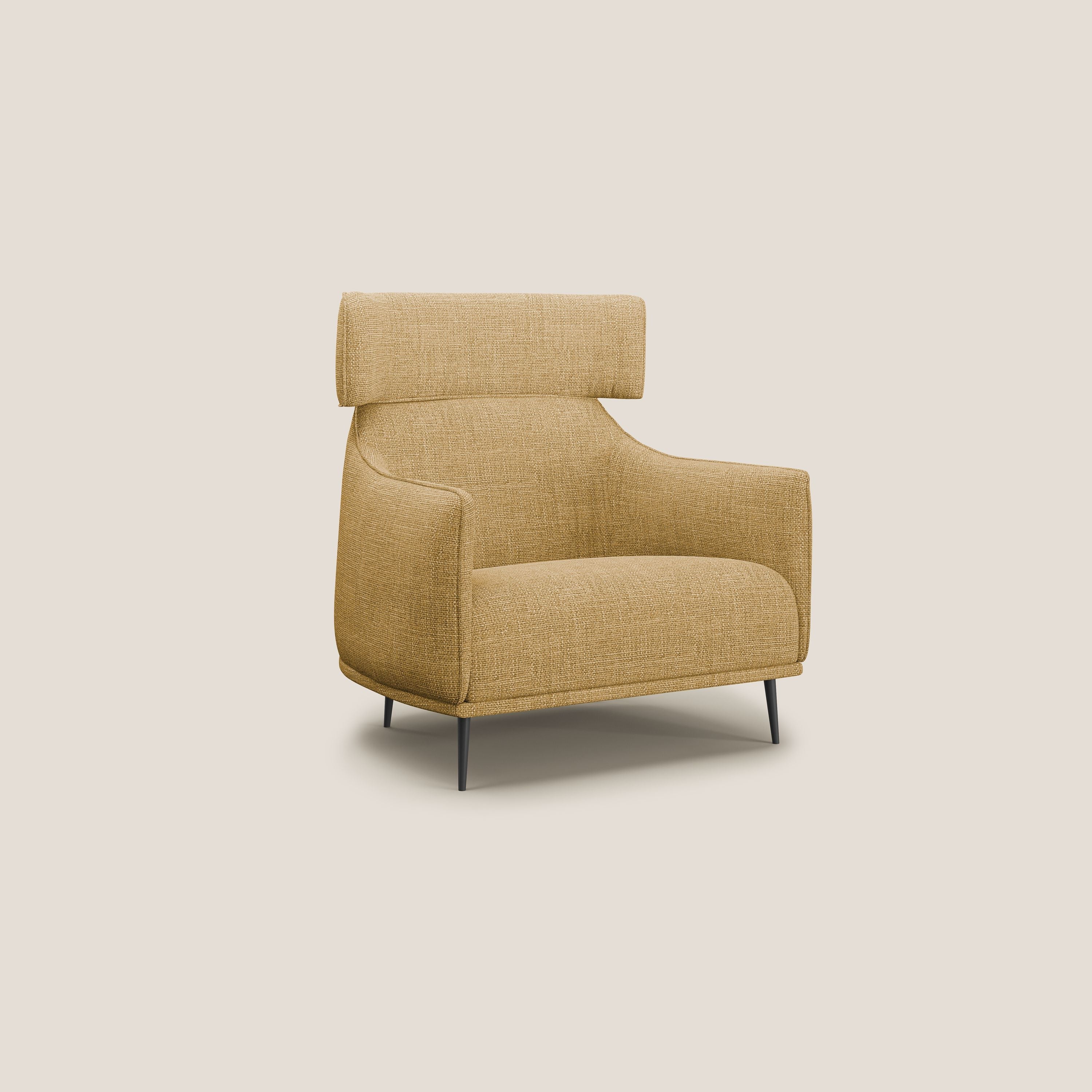 Zelda Fauteuil au design moderne en tissu doux et imperméable T06 jaune - Image 3