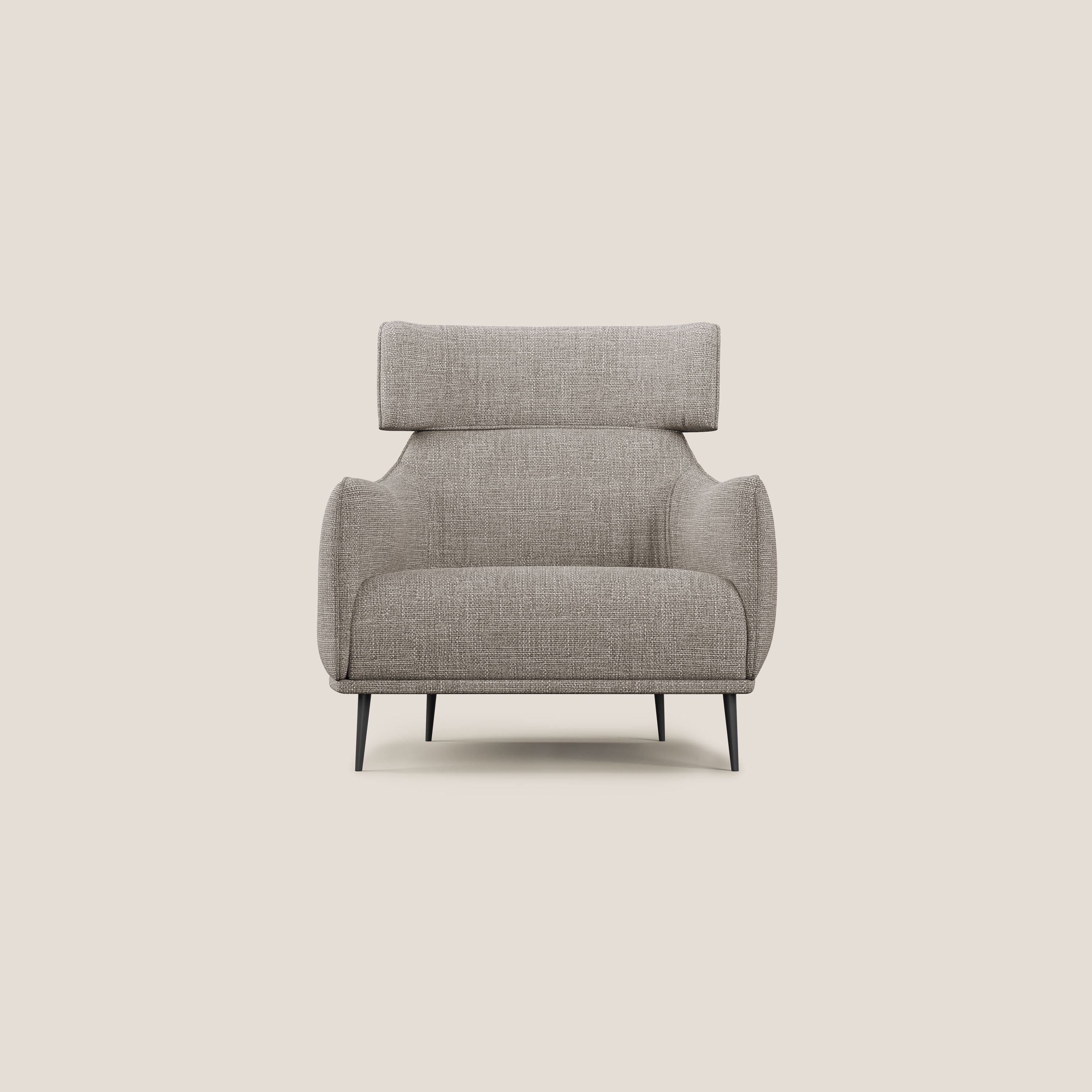 Zelda Fauteuil au design moderne en tissu doux et imperméable T06 Taupe tortora