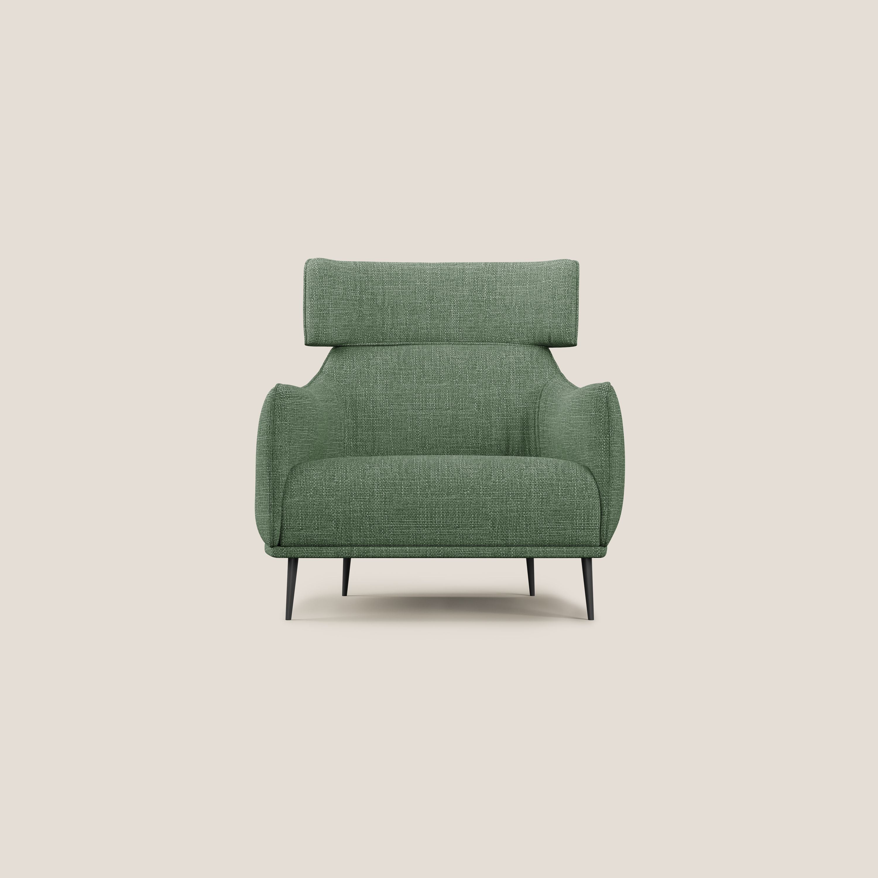 Zelda Fauteuil au design moderne en tissu doux et imperméable T06 vert