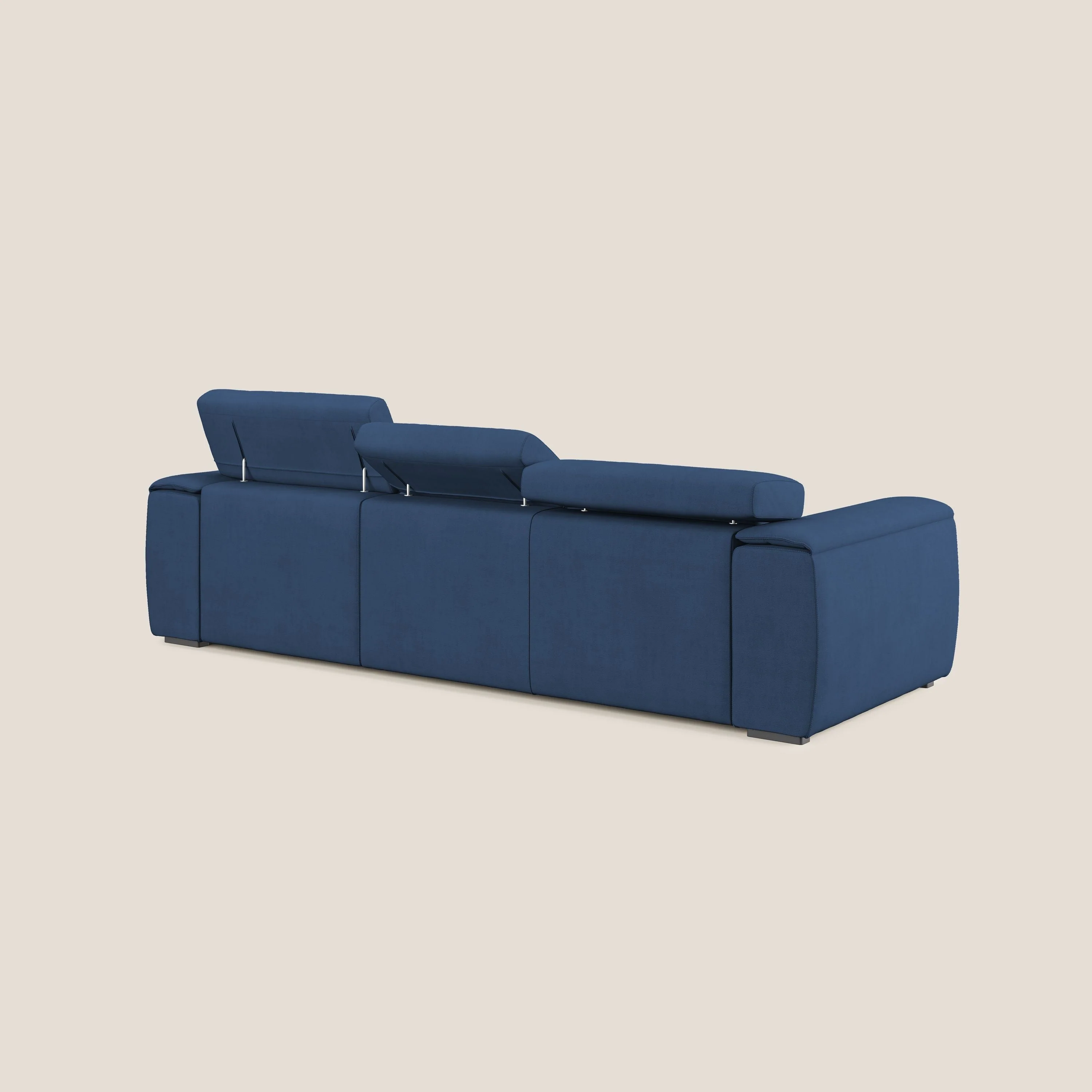 Zeno Canapé avec pouf extractible à 3 assises en tissu doux imperméable T02 bleu - Image 5