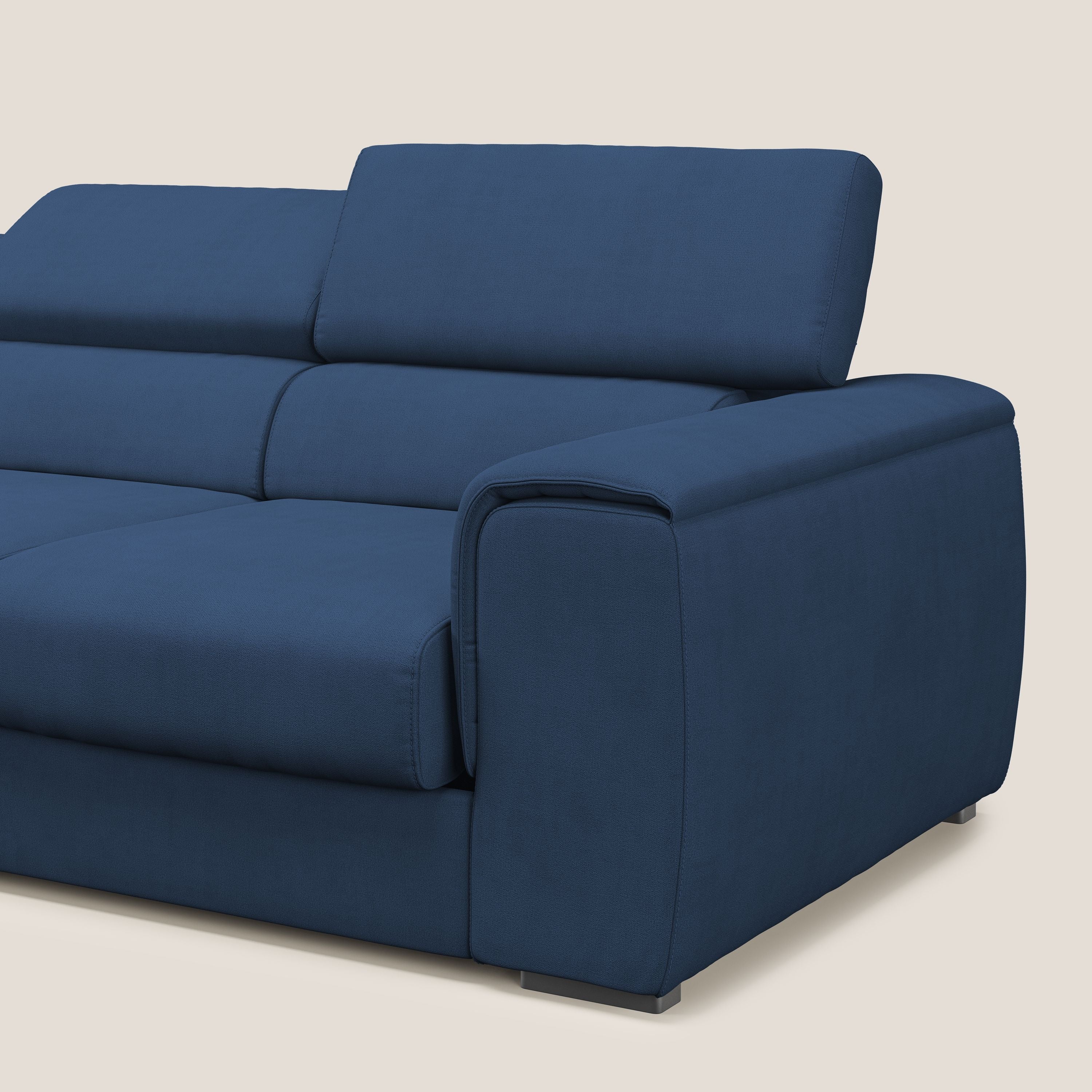 Zeno Canapé avec pouf extractible à 3 assises en tissu doux imperméable T02 bleu - Image 8