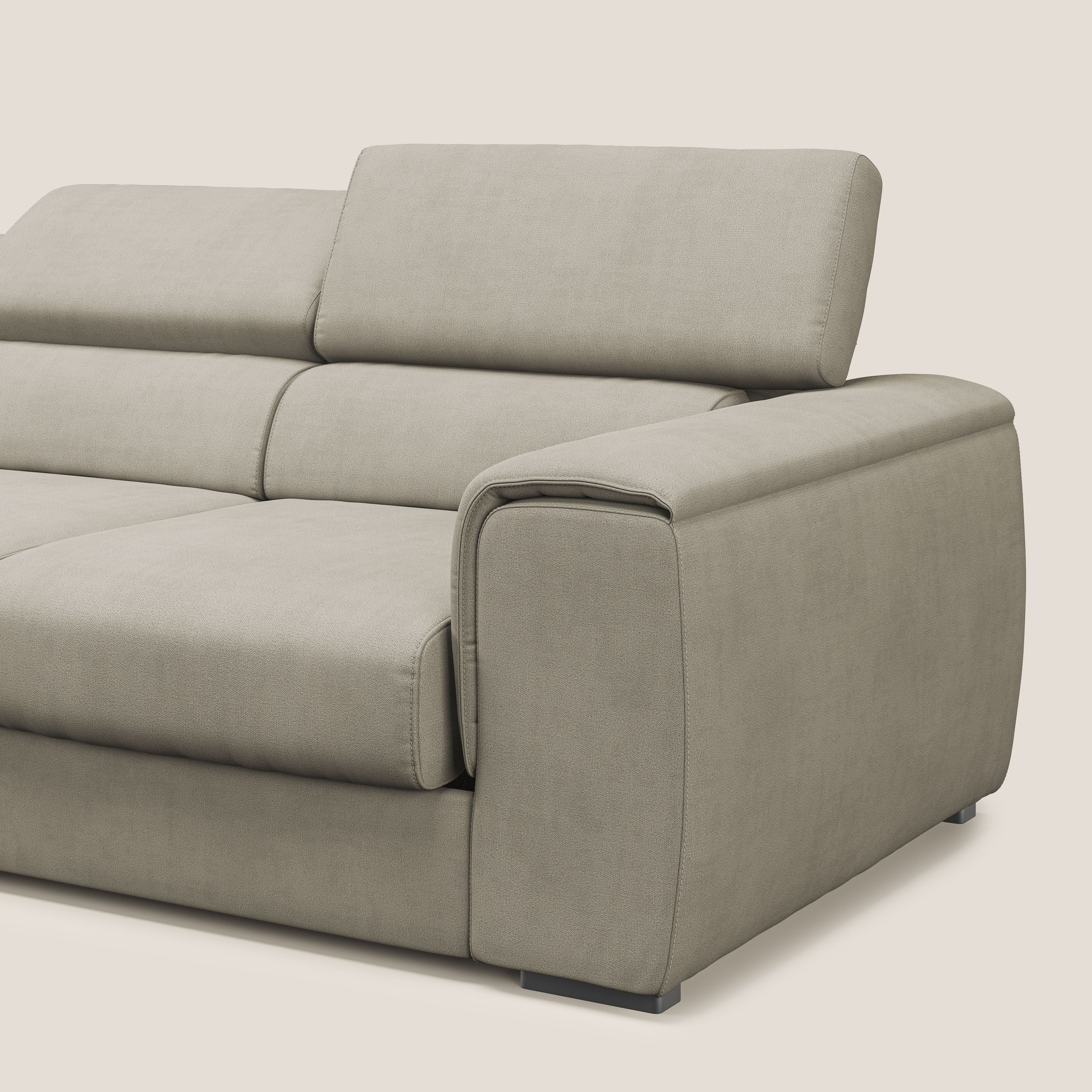 Zeno Canapé avec pouf extractible à 3 assises en tissu doux imperméable T02 crème - Image 8