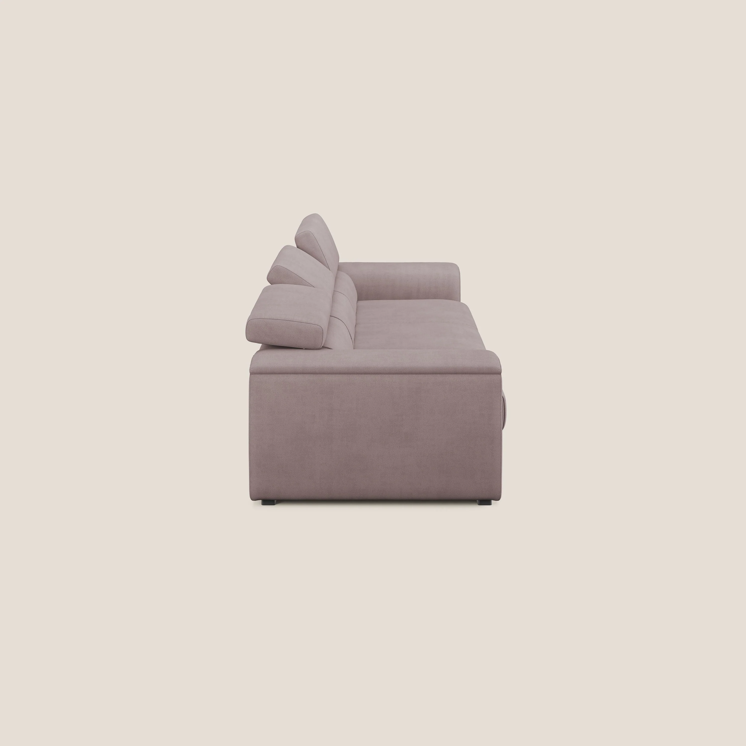 Zeno Canapé avec pouf extractible à 3 assises en tissu doux imperméable T02 rose - Image 4