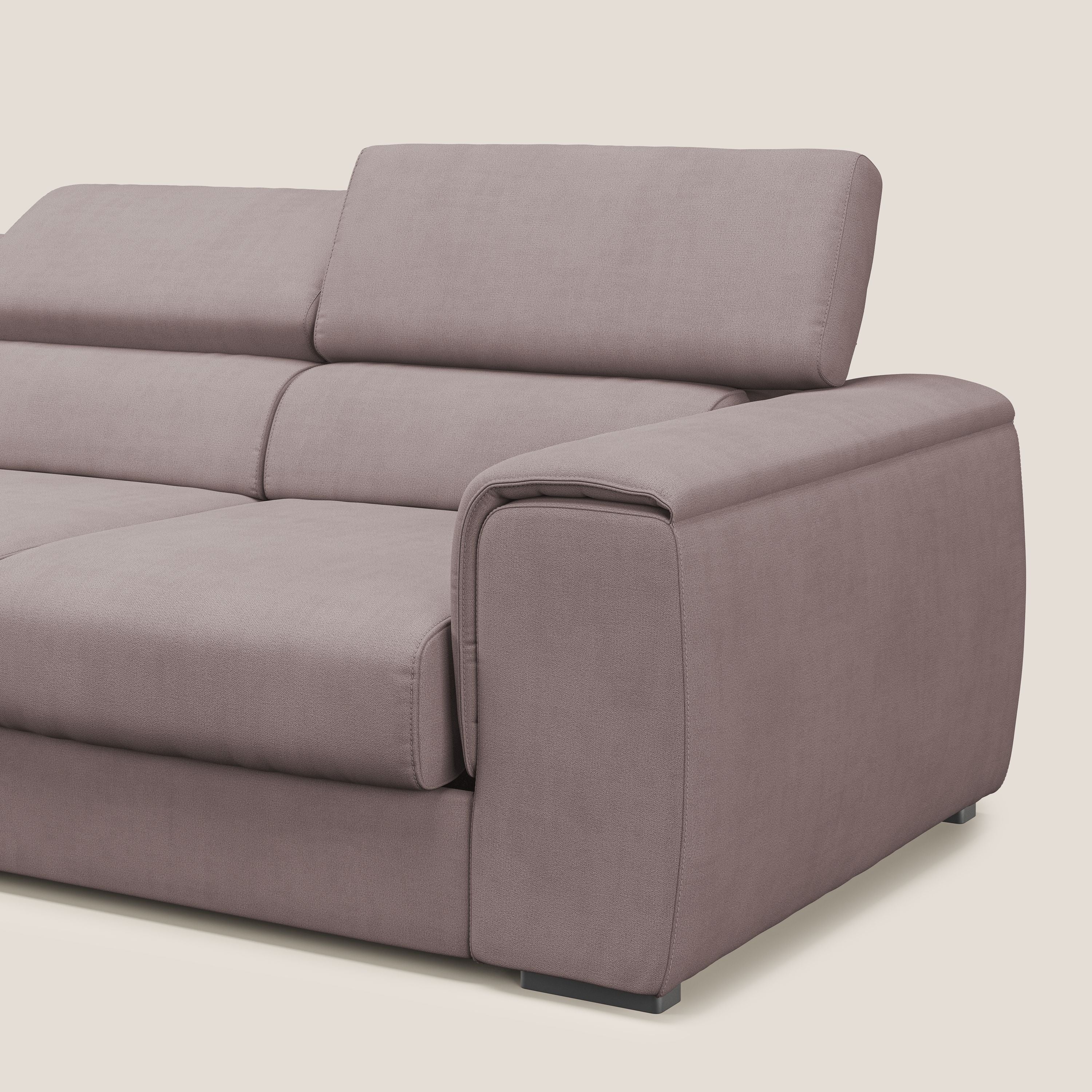 Zeno Canapé avec pouf extractible à 3 assises en tissu doux imperméable T02 rose - Image 8