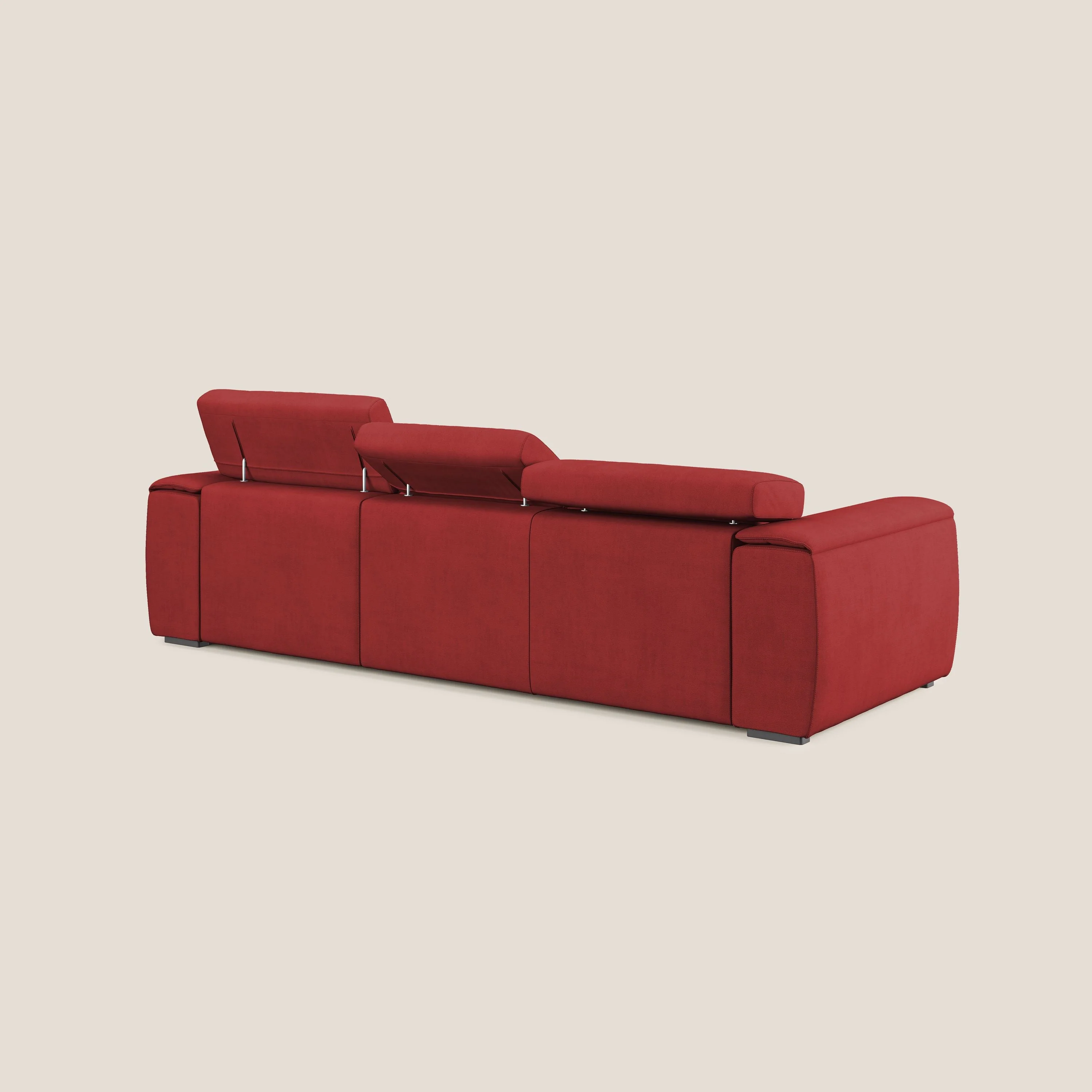 Zeno Canapé avec pouf extractible à 3 assises en tissu doux imperméable T02 rouge - Image 5
