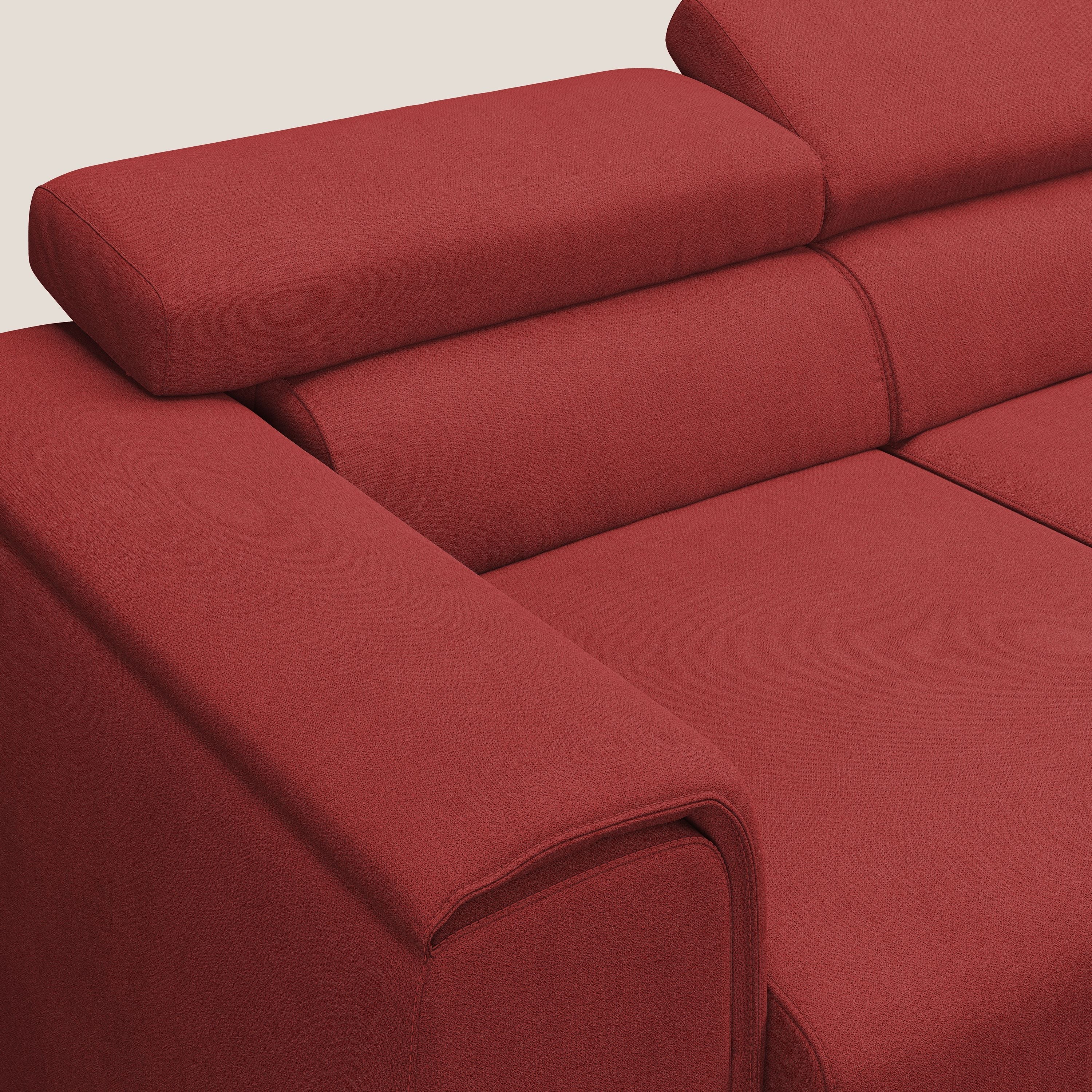 Zeno Canapé avec pouf extractible à 3 assises en tissu doux imperméable T02 rouge - Image 6