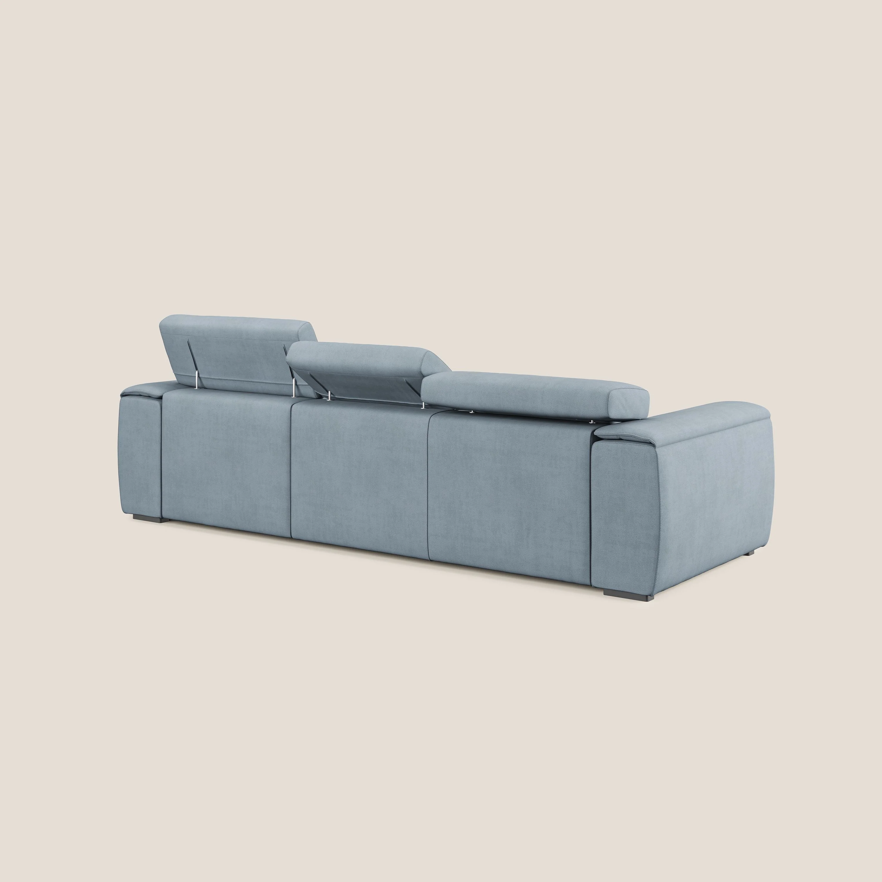 Zeno Canapé avec pouf extractible à 3 assises en tissu doux imperméable T02 sucre glace - Image 7
