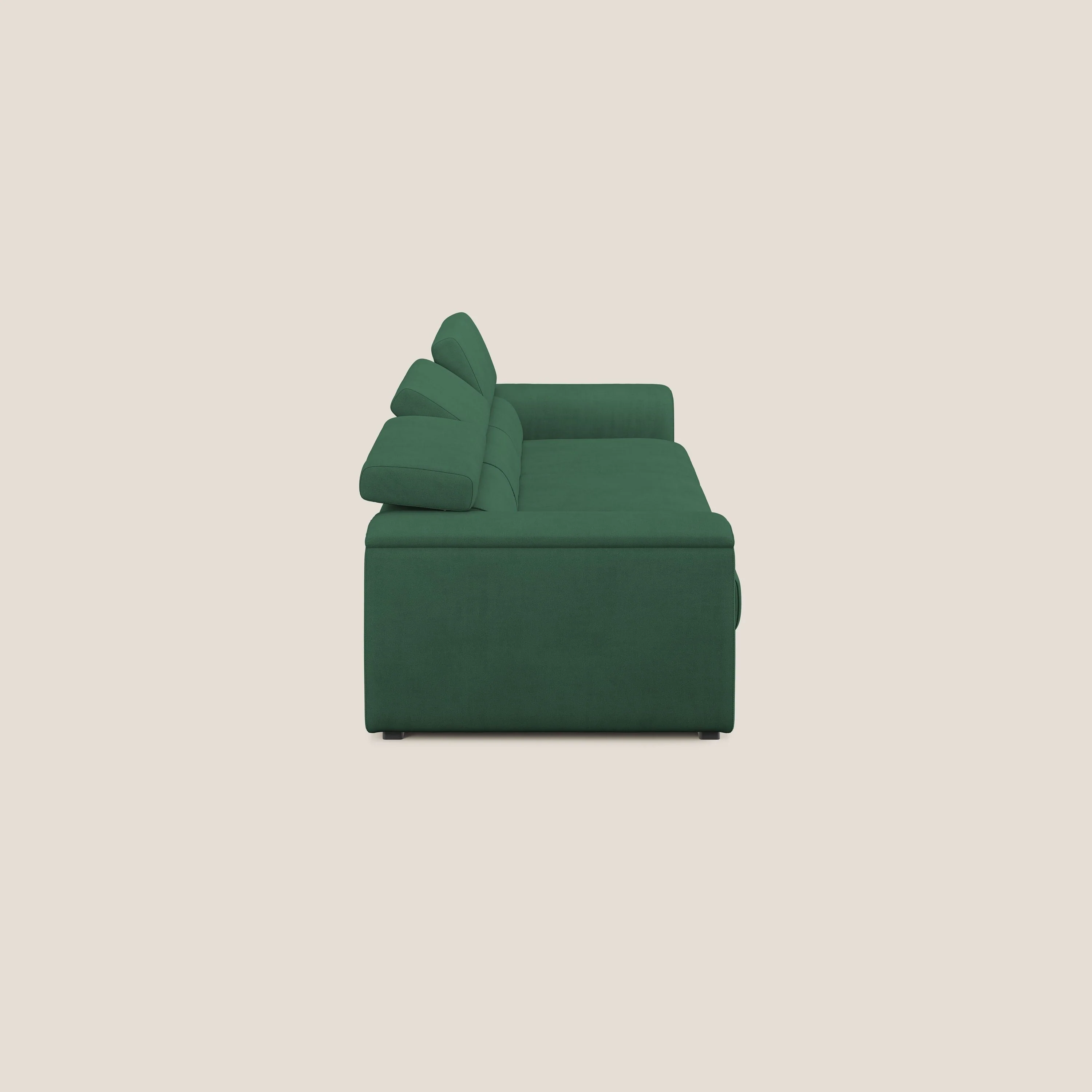 Zeno Canapé avec pouf extractible à 3 assises en tissu doux imperméable T02 vert - Image 4