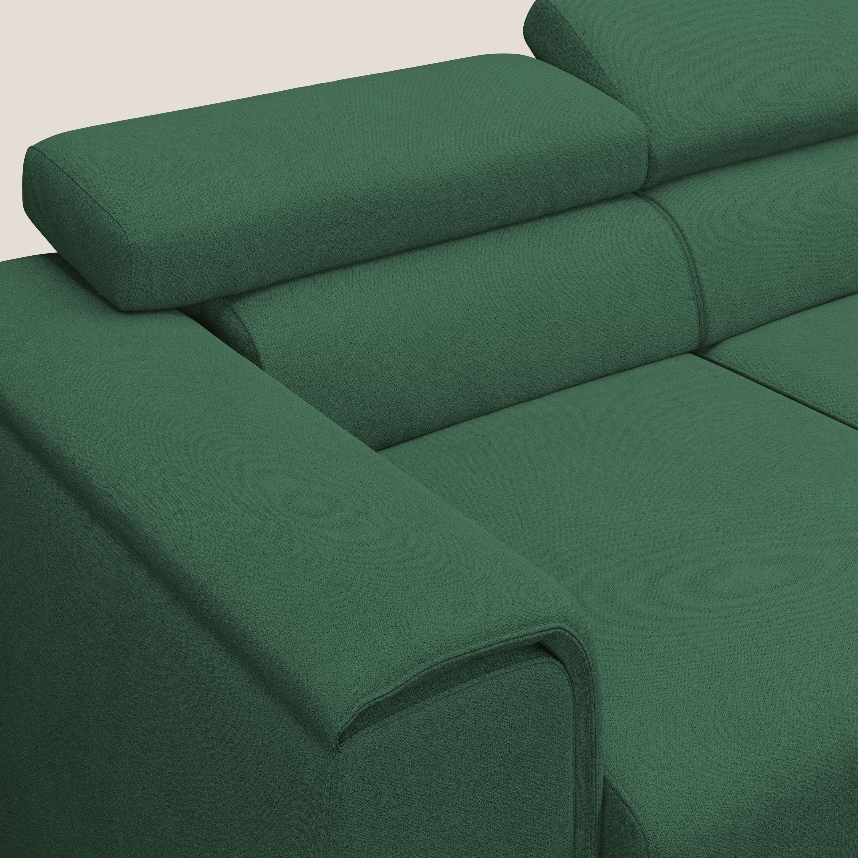 Zeno Canapé avec pouf extractible à 3 assises en tissu doux imperméable T02 vert - Image 6