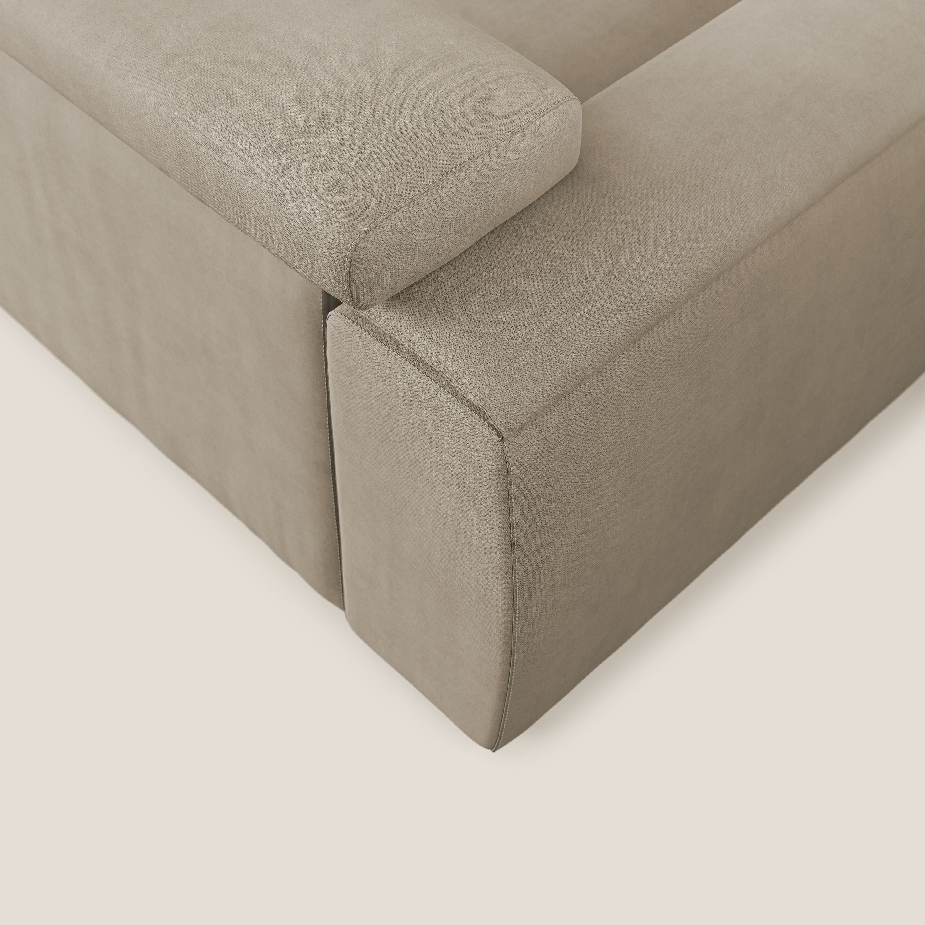 Zeno canapé d'angle et pouf extractible en tissu doux imperméable T02 beige - Image 7