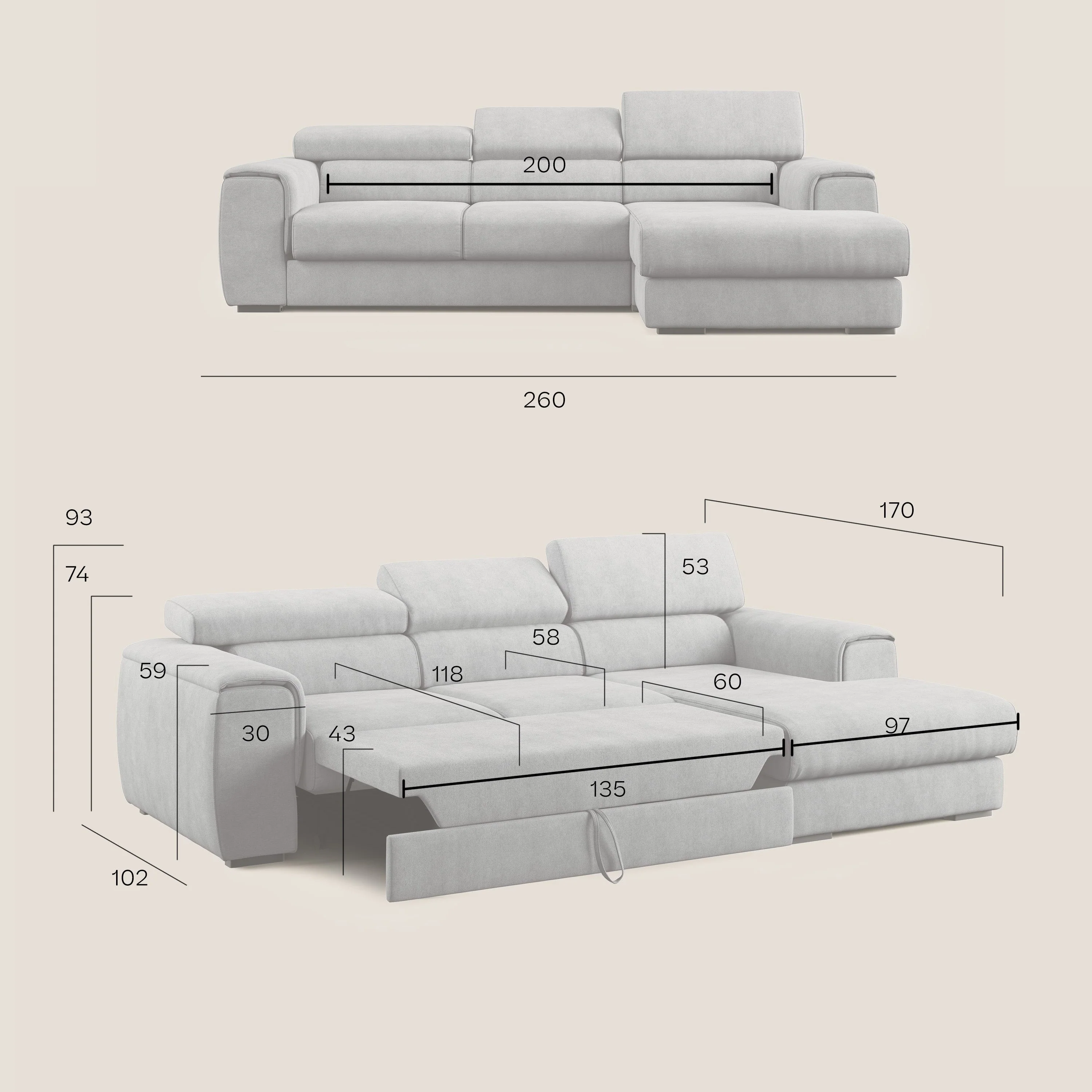 Zeno canapé d'angle et pouf extractible en tissu doux imperméable T02 vert - Image 12