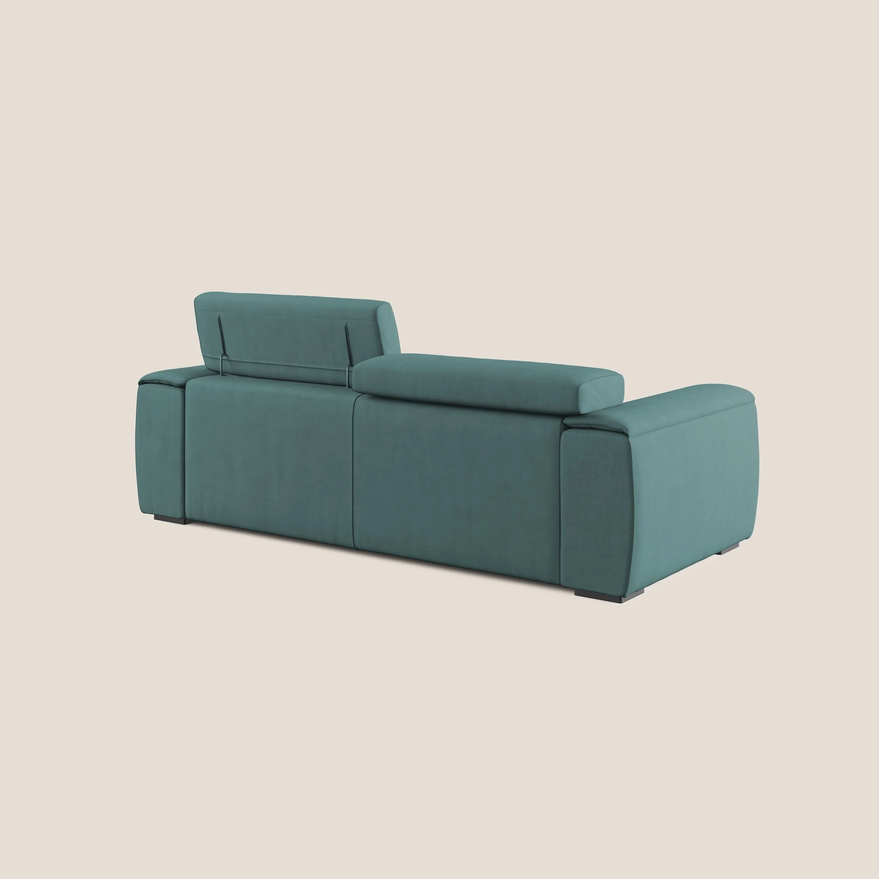 Zeno canapé linéaire avec pouf extractible en tissu doux imperméable T02 bleu canard - Image 5