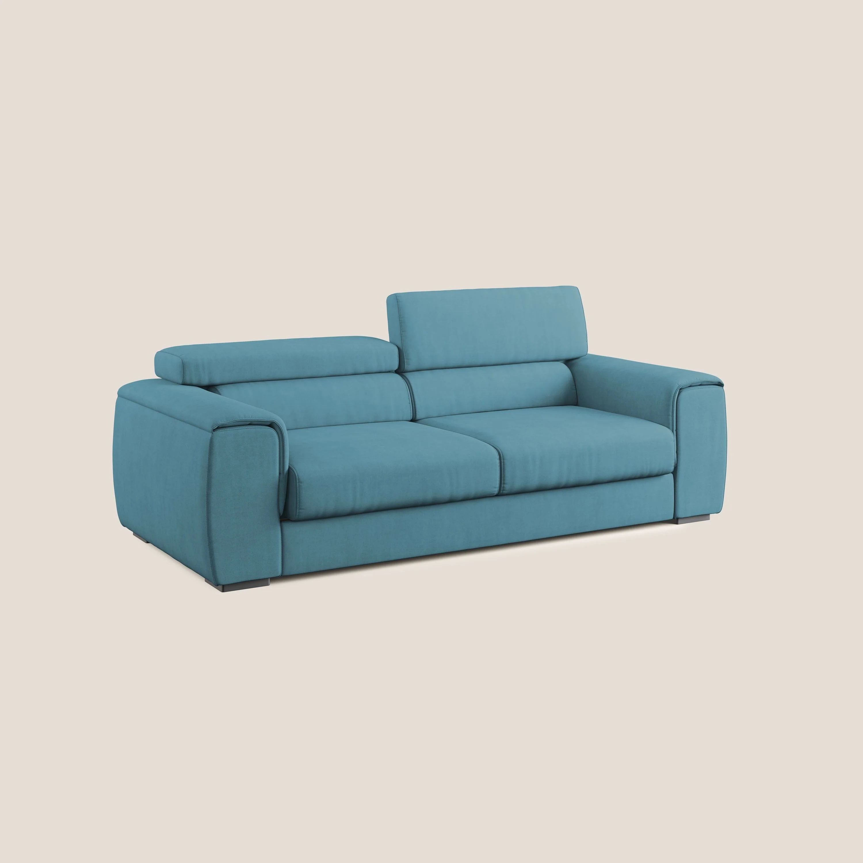 Zeno canapé linéaire avec pouf extractible en tissu doux imperméable T02 bleu ciel - Image 3