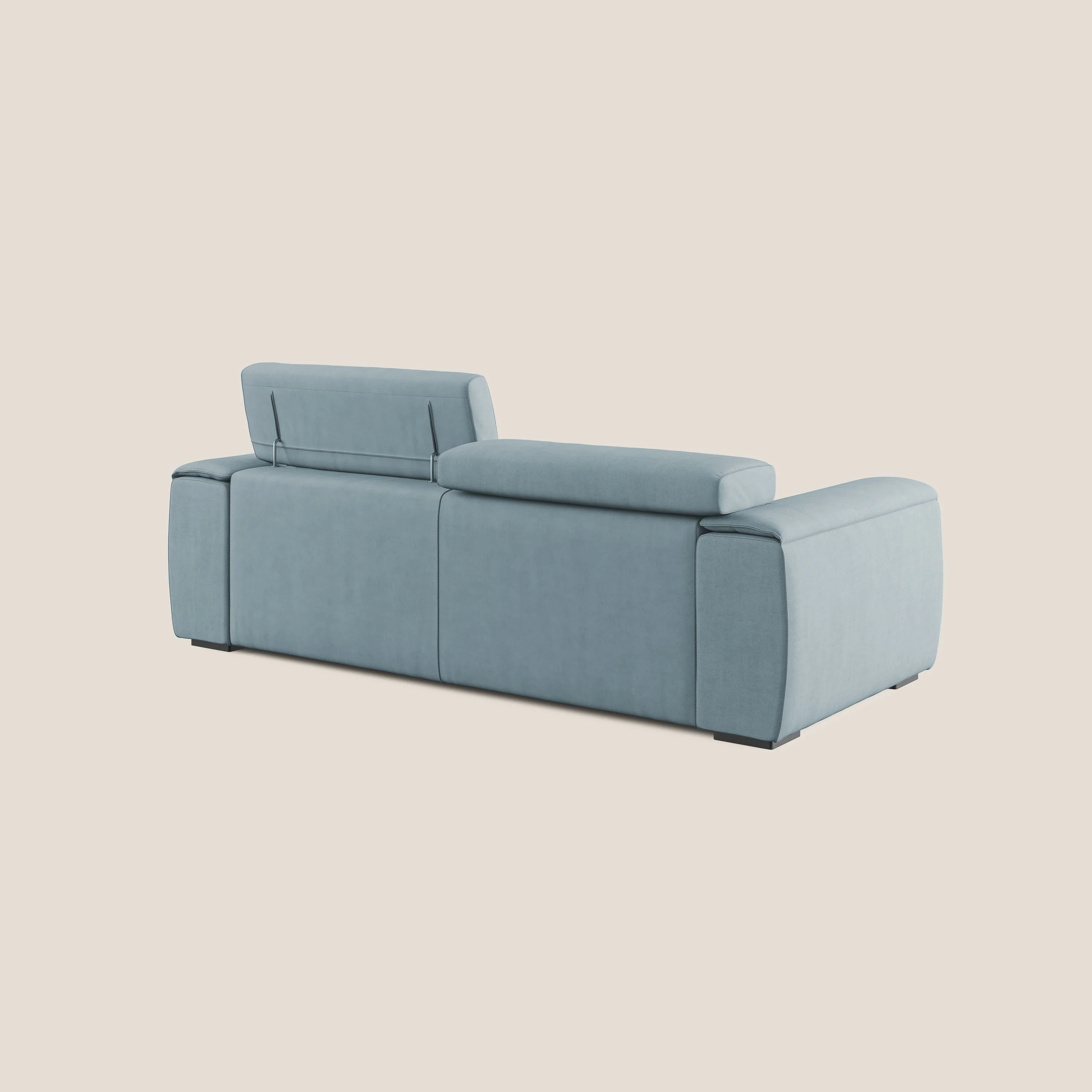 Zeno canapé linéaire avec pouf extractible en tissu doux imperméable T02 bleu gris - Image 5