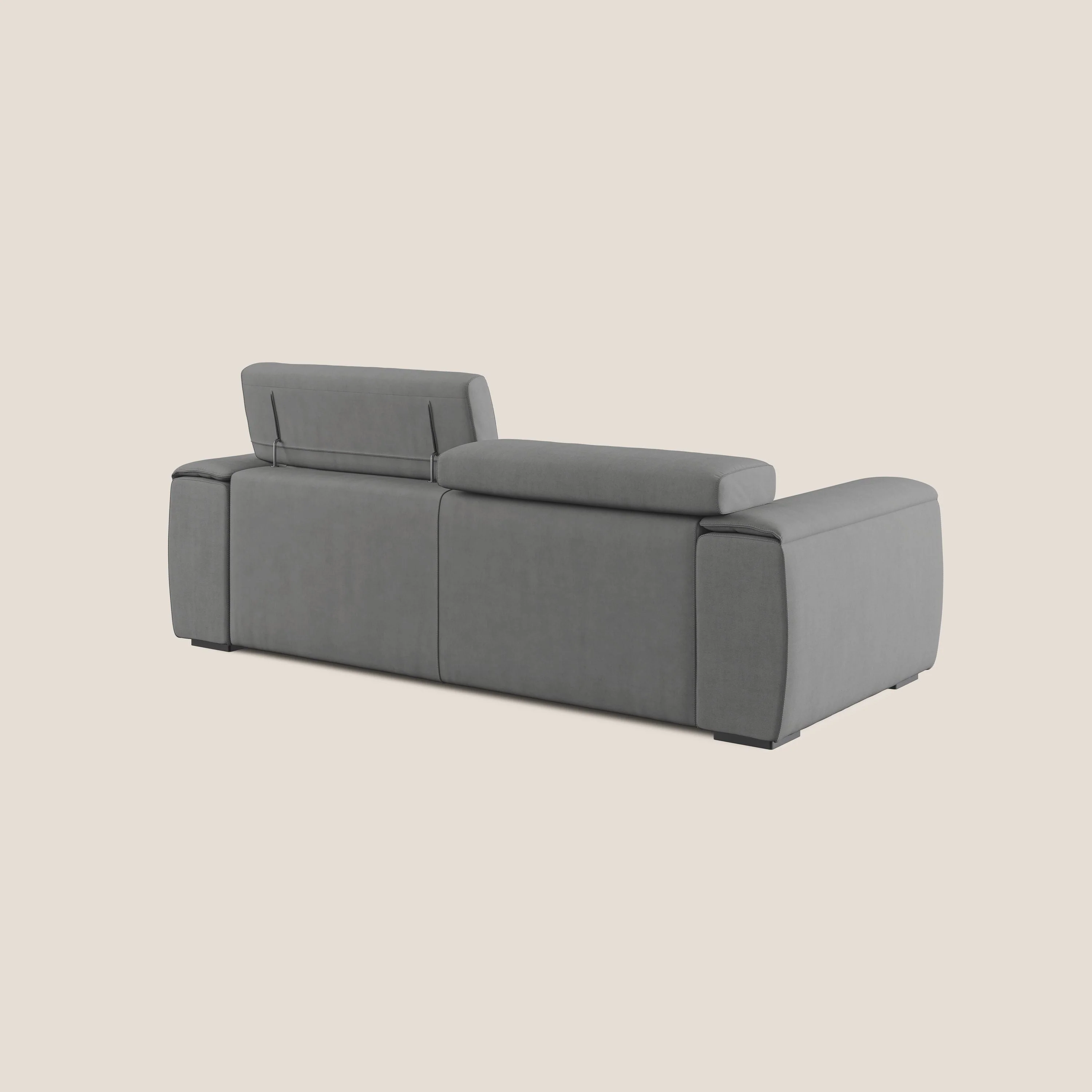Zeno canapé linéaire avec pouf extractible en tissu doux imperméable T02 gris - Image 5