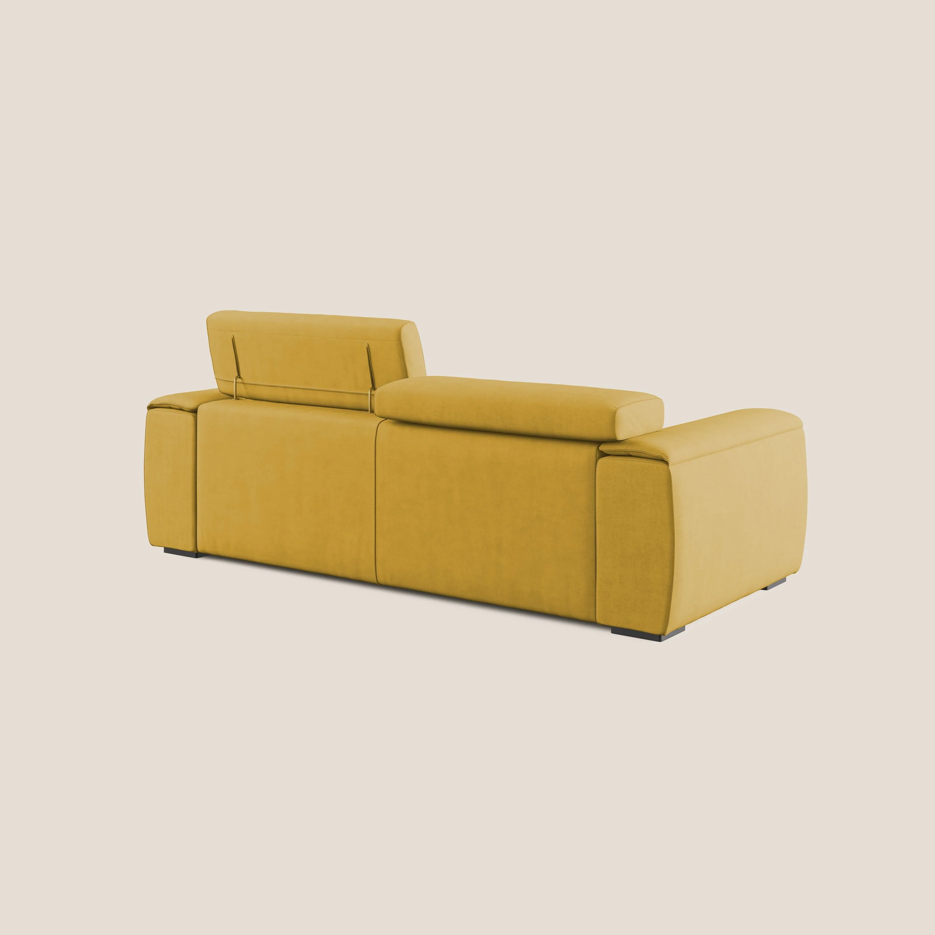 Zeno canapé linéaire avec pouf extractible en tissu doux imperméable T02 jaune - Image 5
