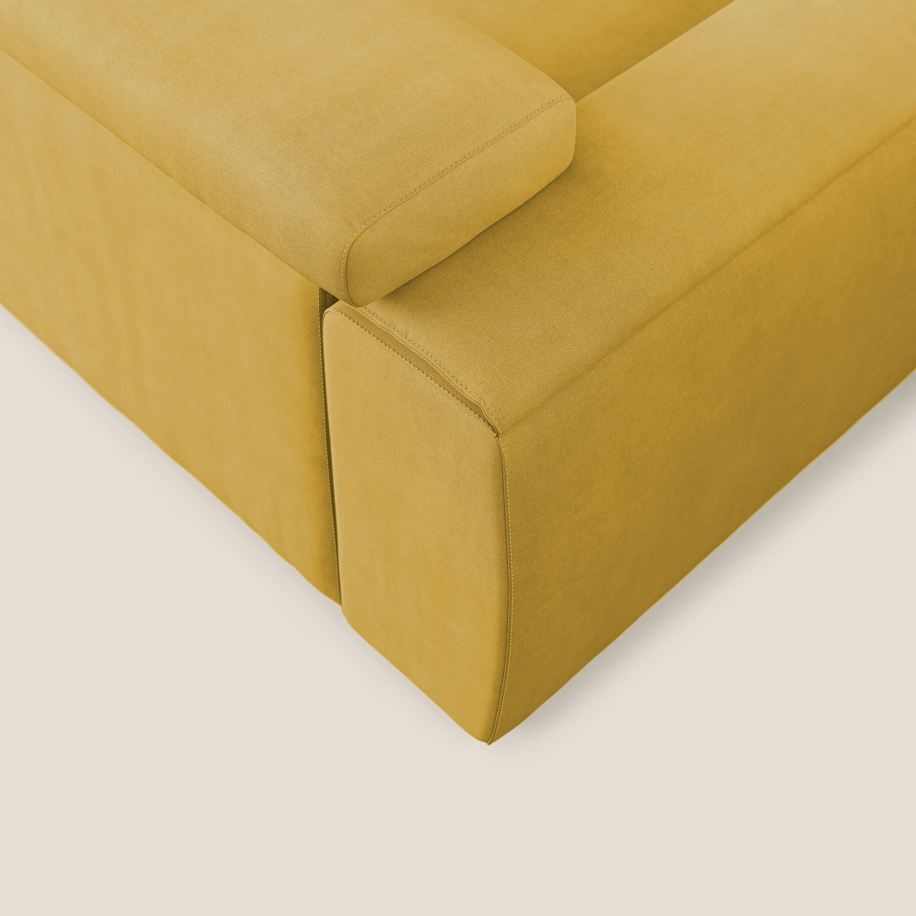 Zeno canapé linéaire avec pouf extractible en tissu doux imperméable T02 jaune - Image 7
