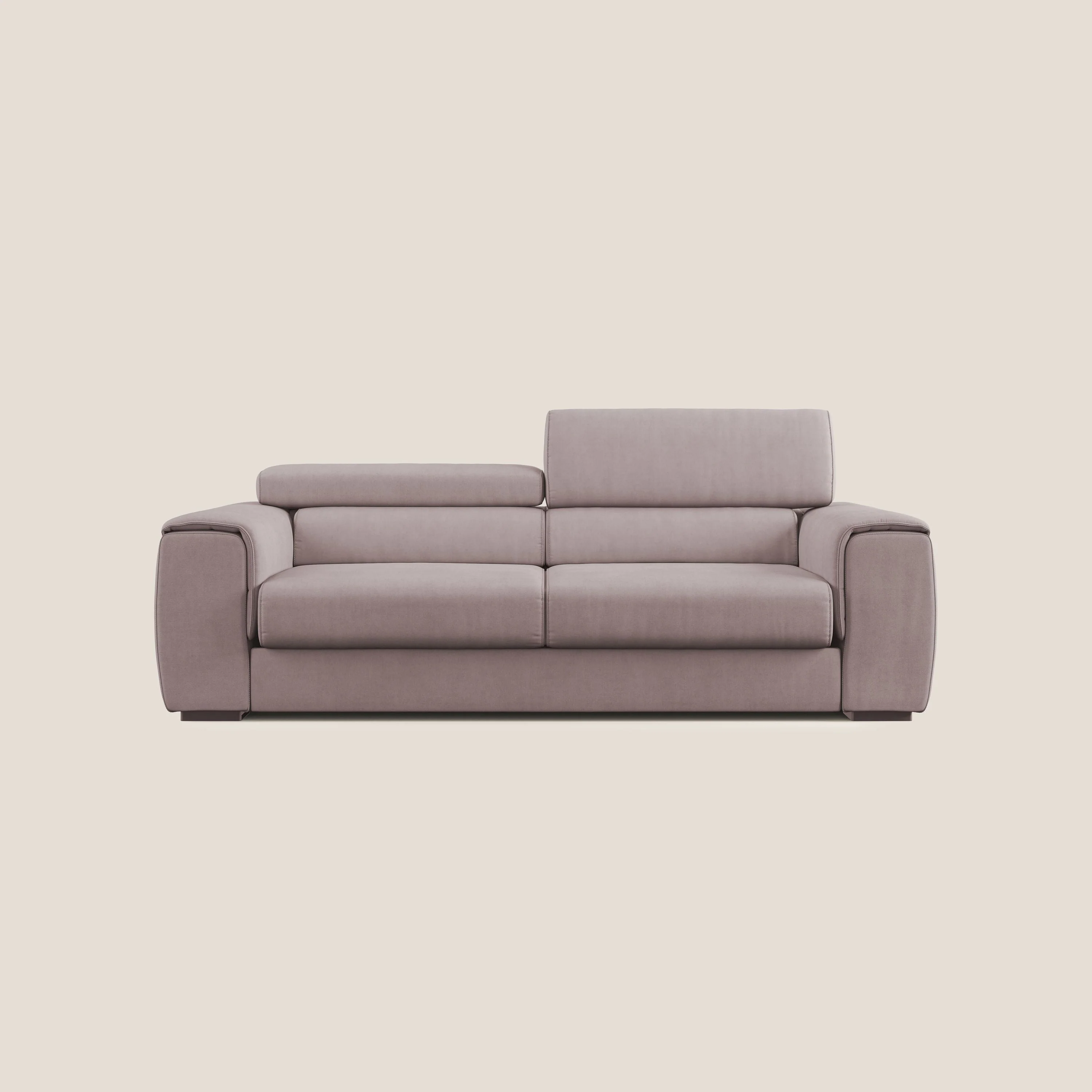Zeno canapé linéaire avec pouf extractible en tissu doux imperméable T02 rose