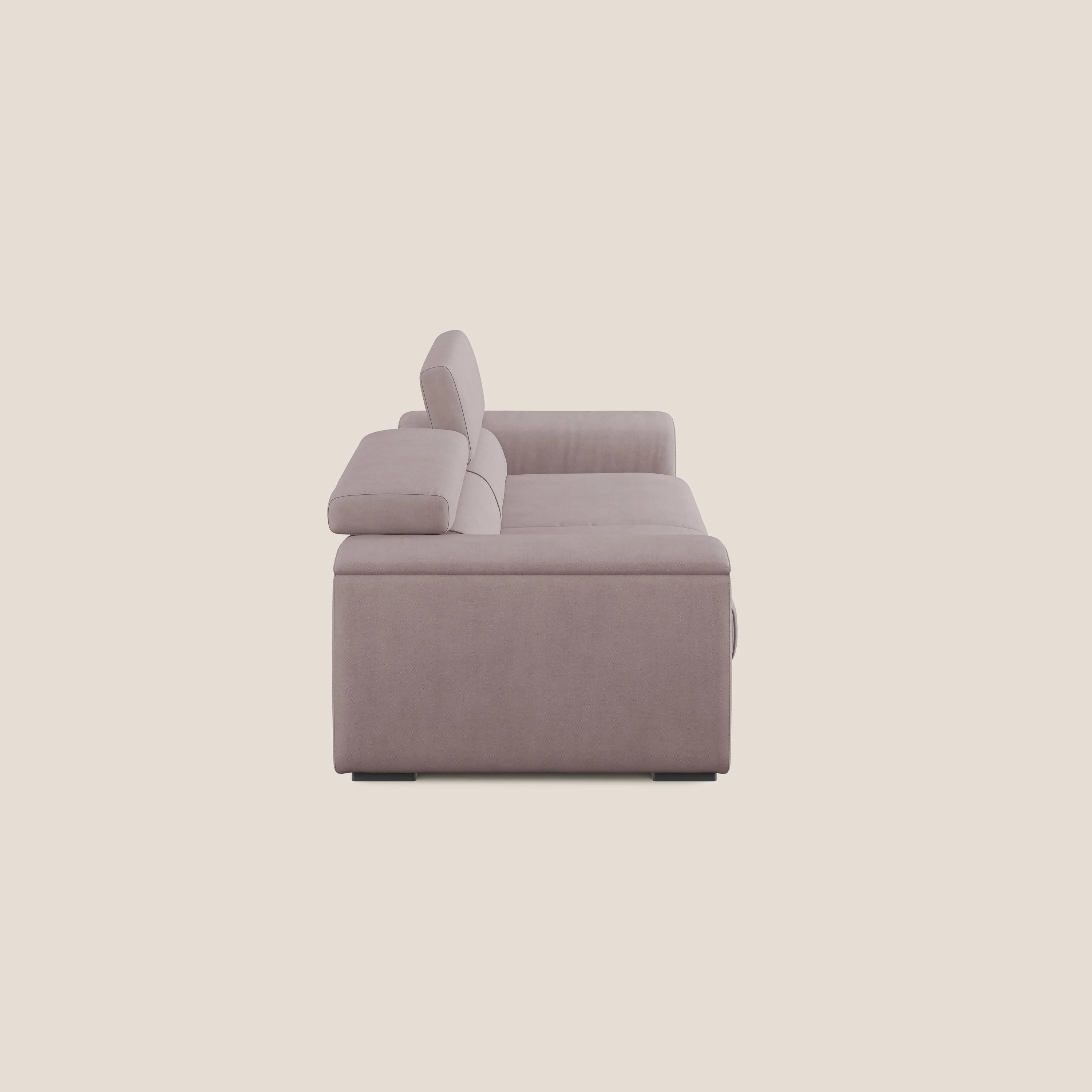 Zeno canapé linéaire avec pouf extractible en tissu doux imperméable T02 rose - Image 4