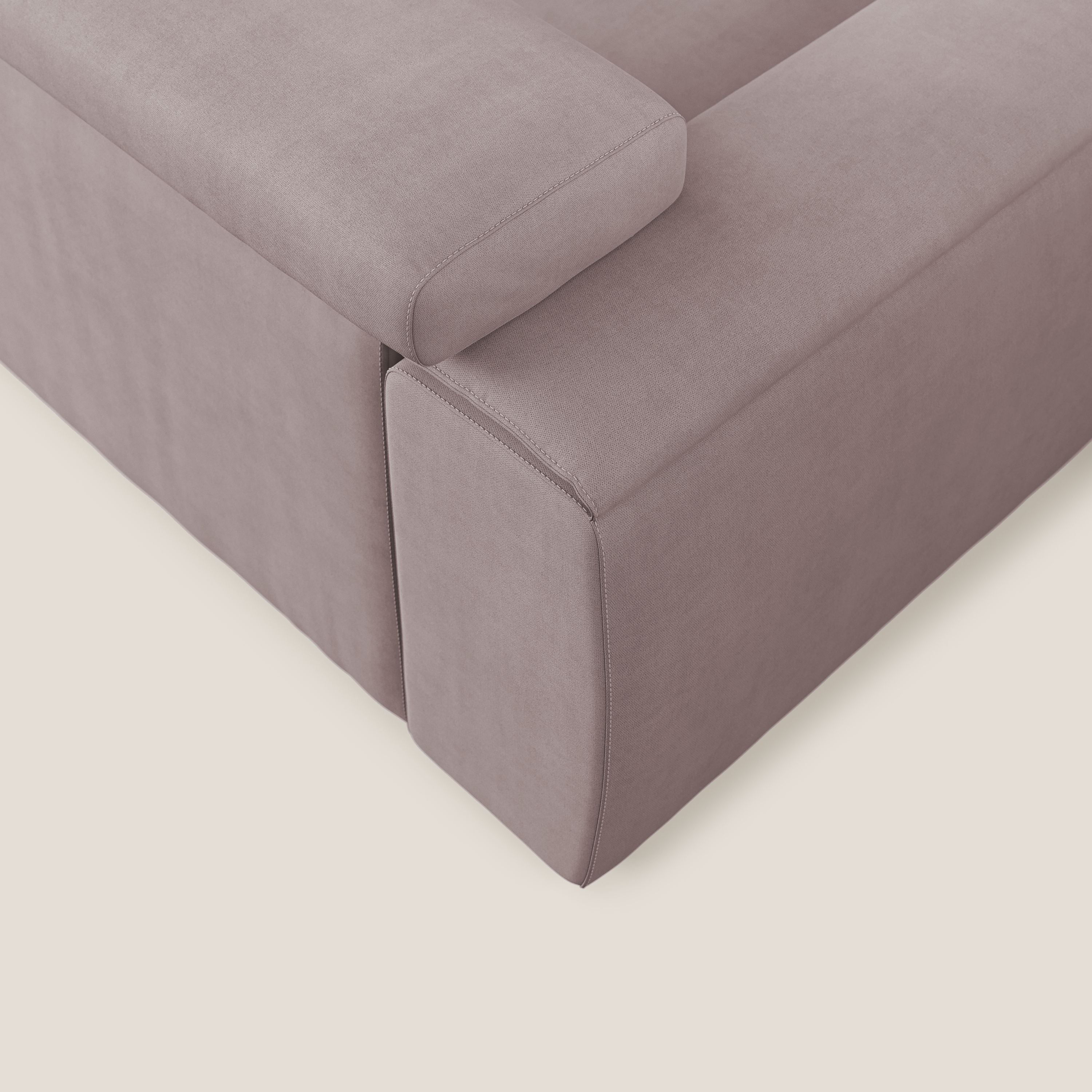 Zeno canapé linéaire avec pouf extractible en tissu doux imperméable T02 rose - Image 7