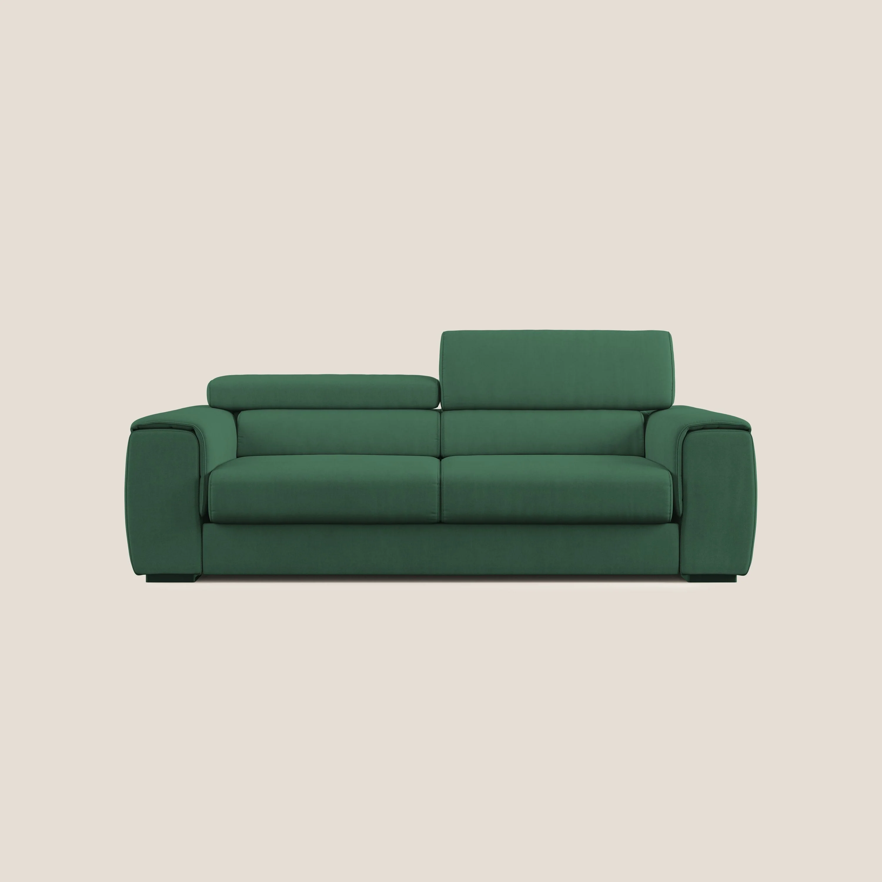 Zeno canapé linéaire avec pouf extractible en tissu doux imperméable T02 vert