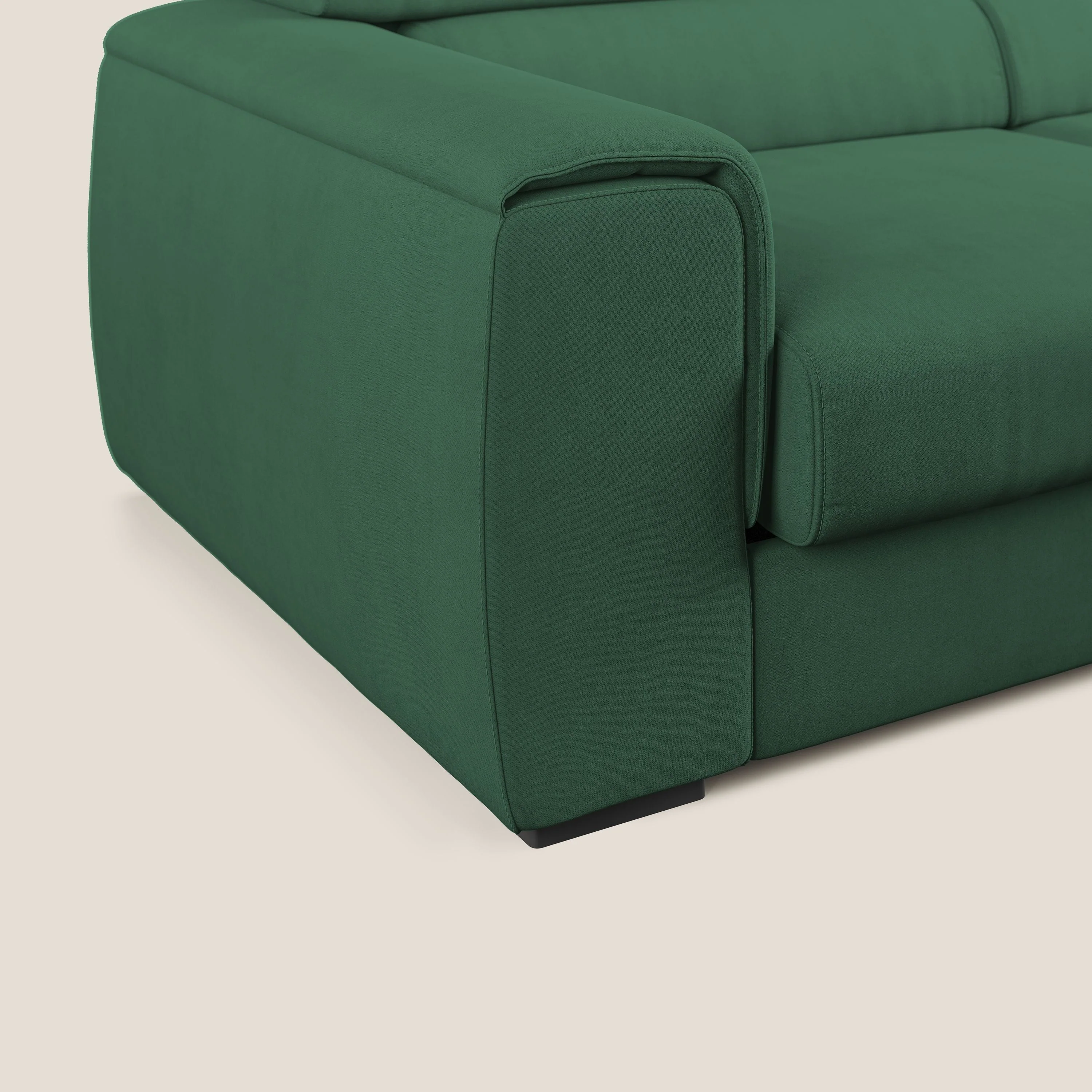 Zeno canapé linéaire avec pouf extractible en tissu doux imperméable T02 vert - Image 6