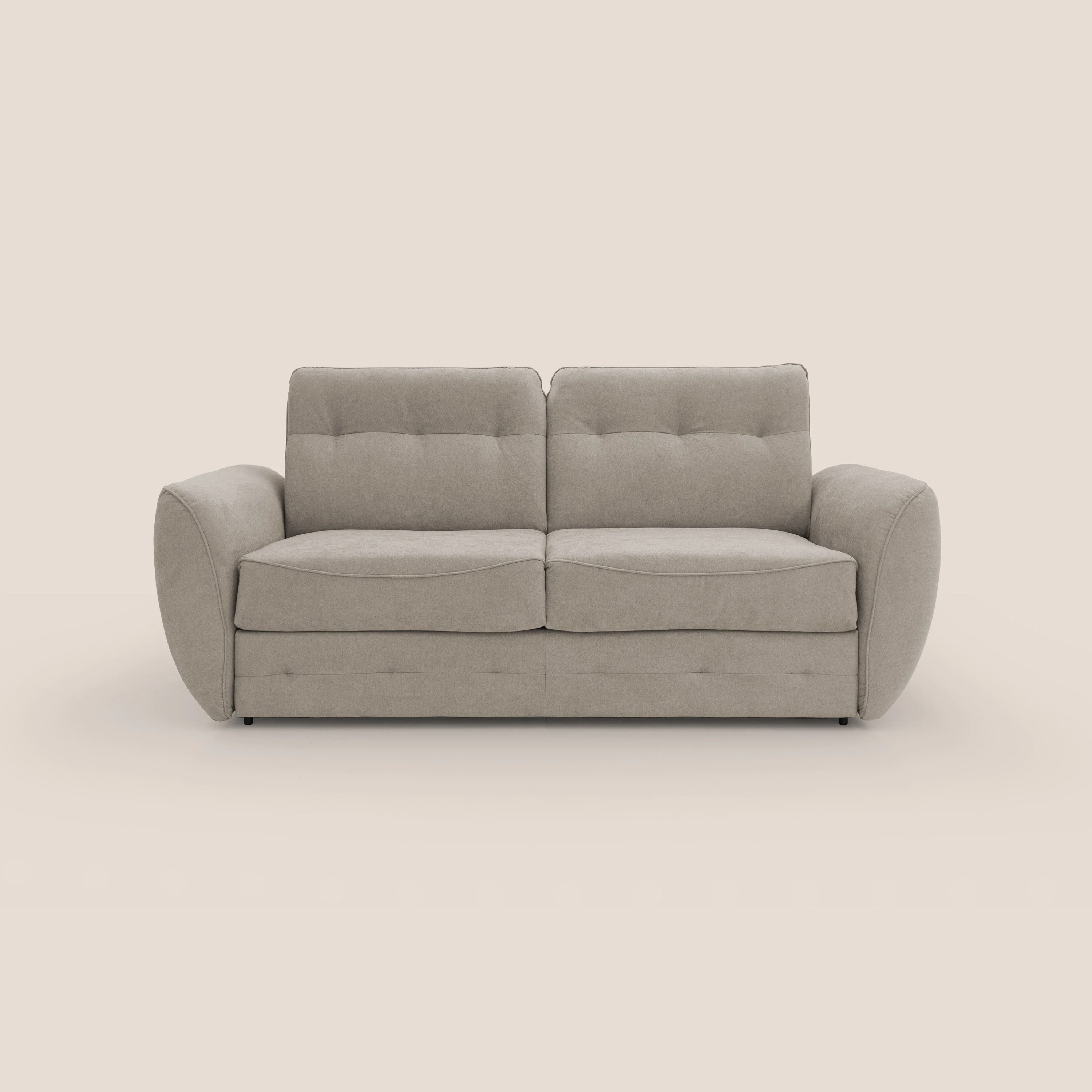 Zeus Canapé convertible scandinave avec dossier haut et matelas H18 cm en tissu imperméable T02 beige