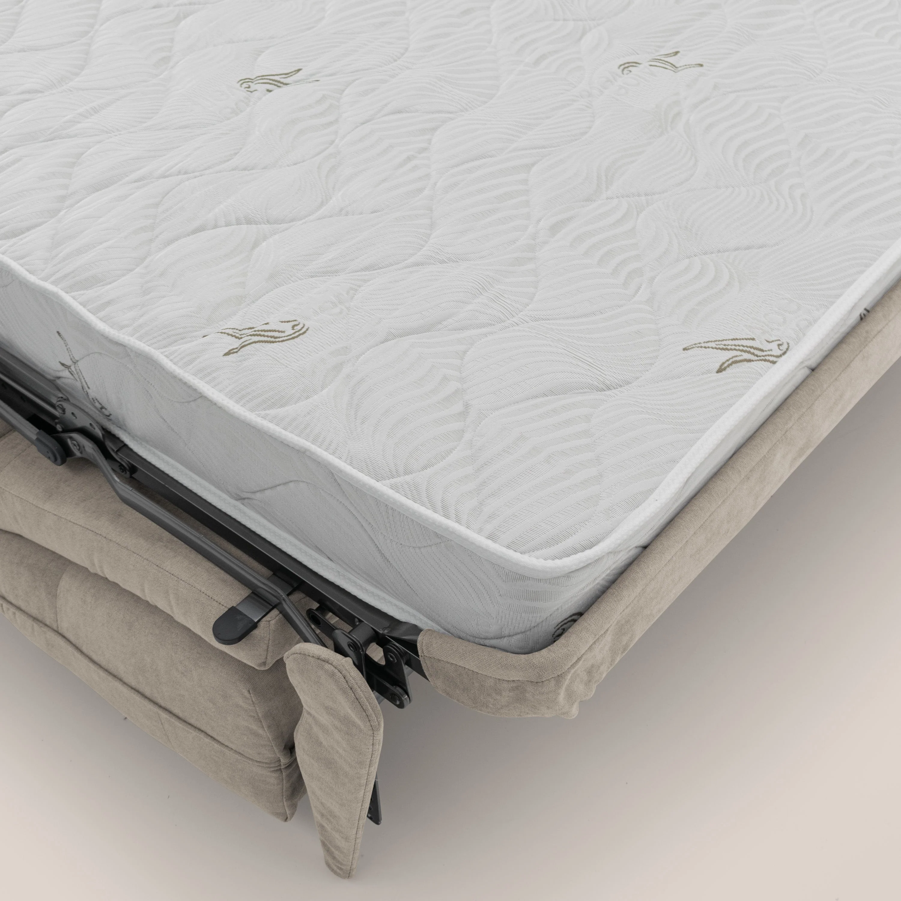 Zeus Canapé convertible scandinave avec dossier haut et matelas H18 cm en tissu imperméable T02 beige - Image 10