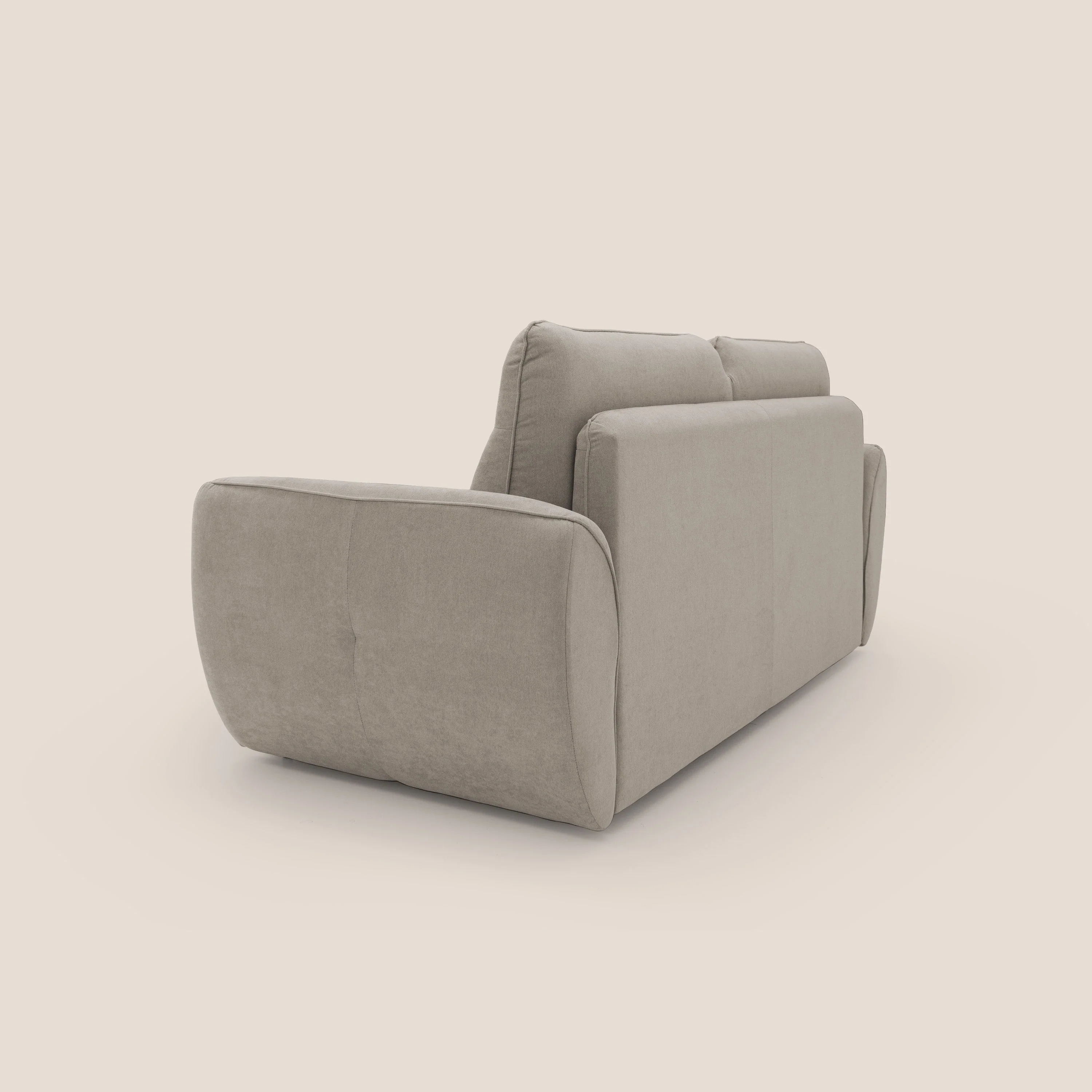 Zeus Canapé convertible scandinave avec dossier haut et matelas H18 cm en tissu imperméable T02 beige - Image 8