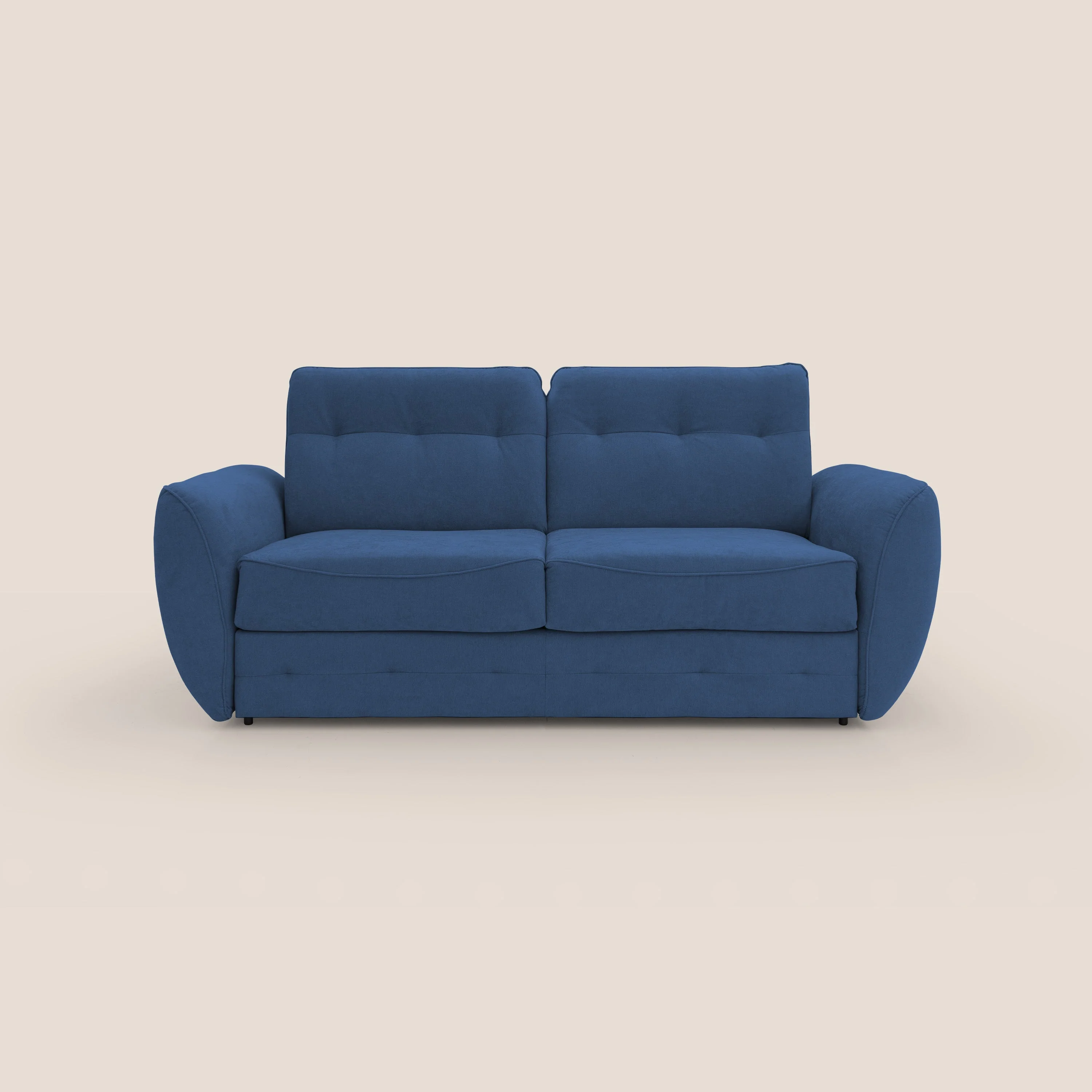 Zeus Canapé convertible scandinave avec dossier haut et matelas H18 cm en tissu imperméable T02 bleu