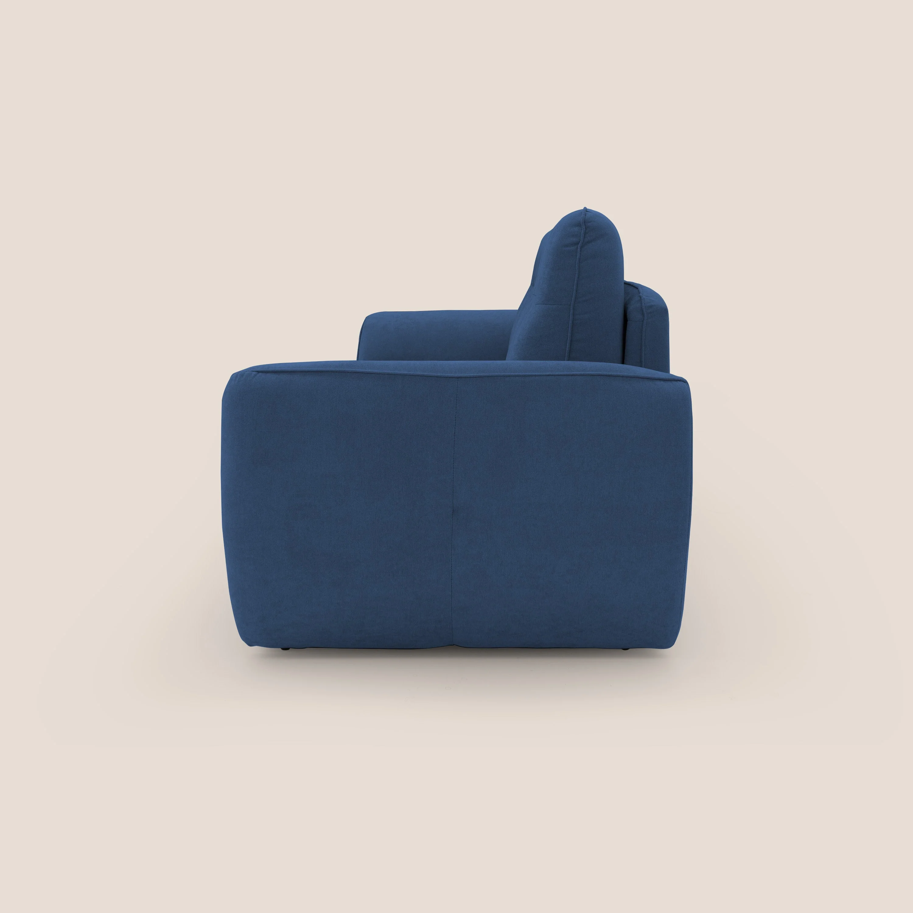 Zeus Canapé convertible scandinave avec dossier haut et matelas H18 cm en tissu imperméable T02 bleu - Image 7