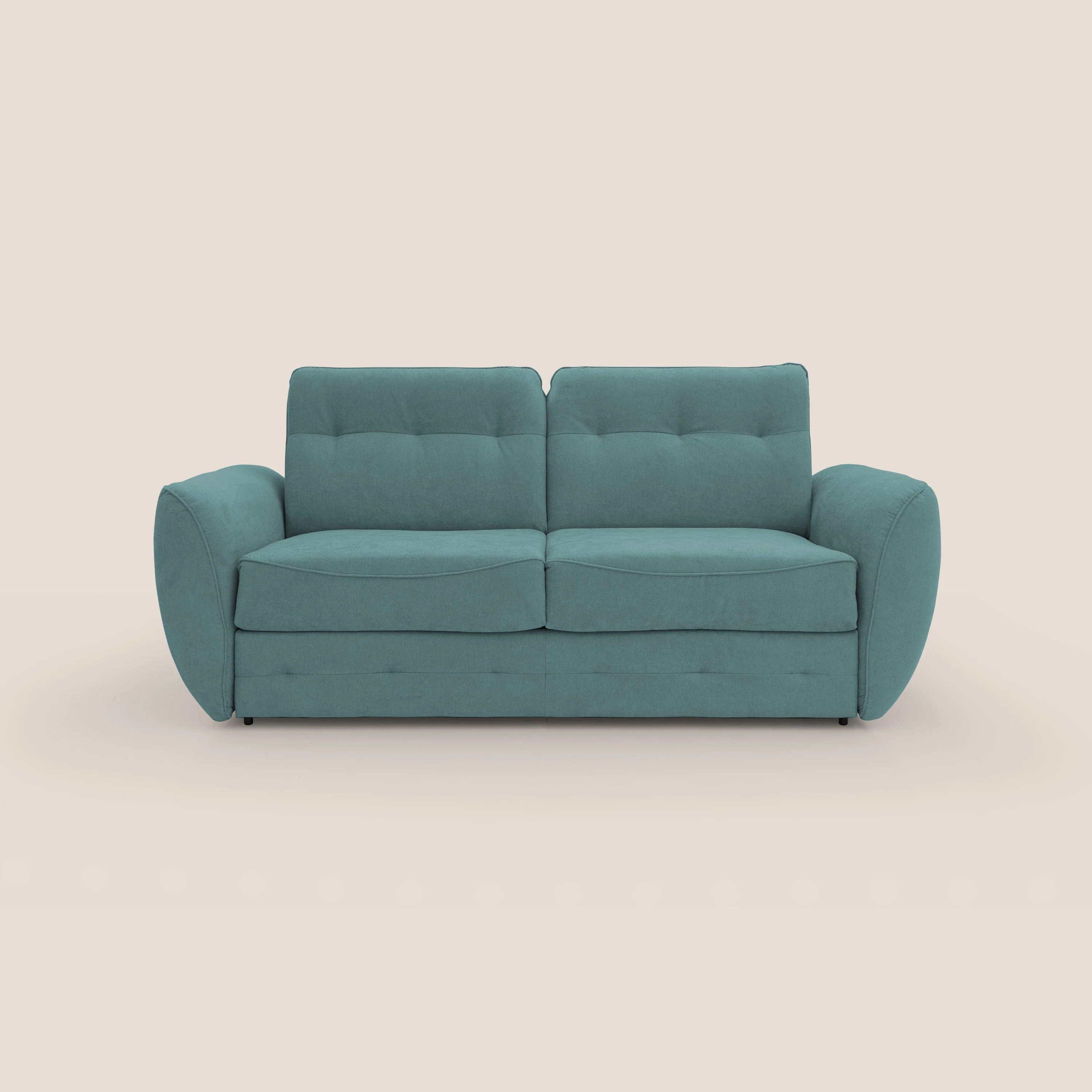 Zeus Canapé convertible scandinave avec dossier haut et matelas H18 cm en tissu imperméable T02 bleu canard
