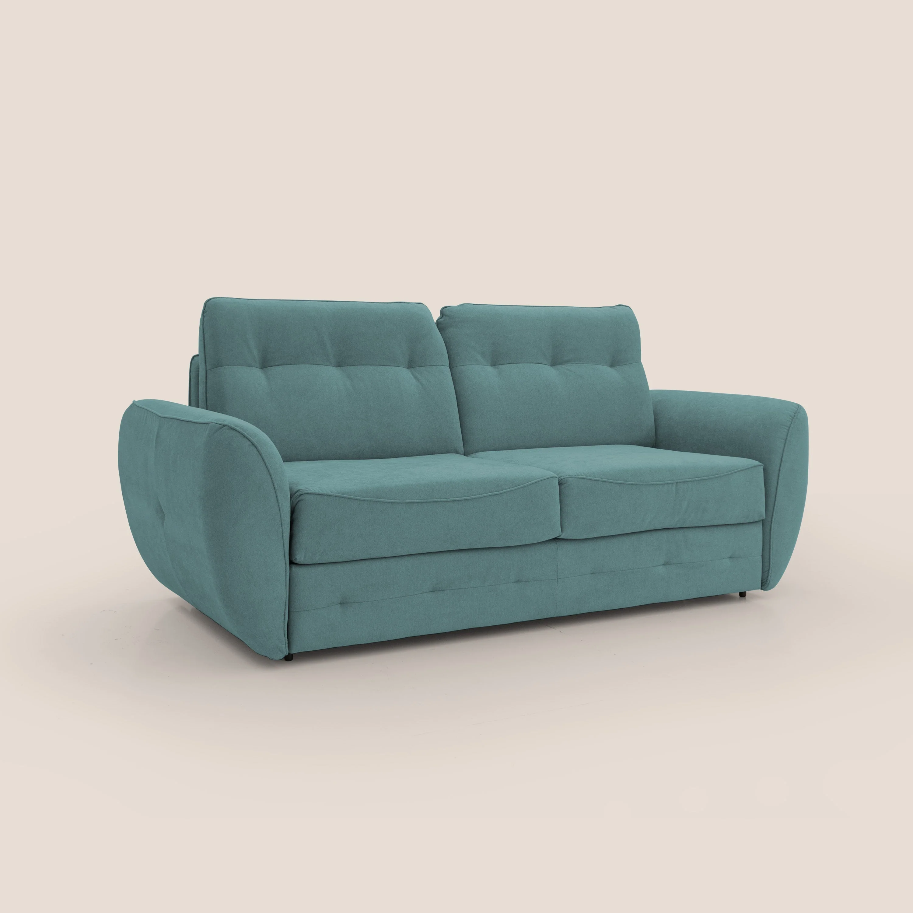 Zeus Canapé convertible scandinave avec dossier haut et matelas H18 cm en tissu imperméable T02 bleu canard - Image 4